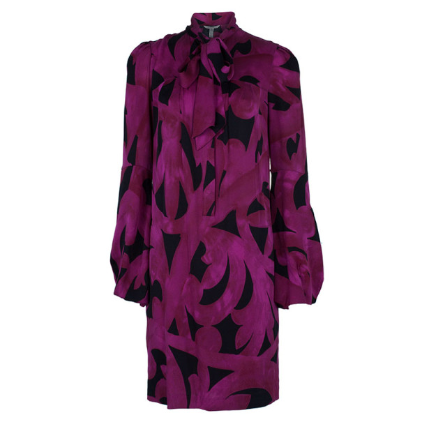 Pre Owned Diane Von Furstenberg Akita Printed Shift Dress S