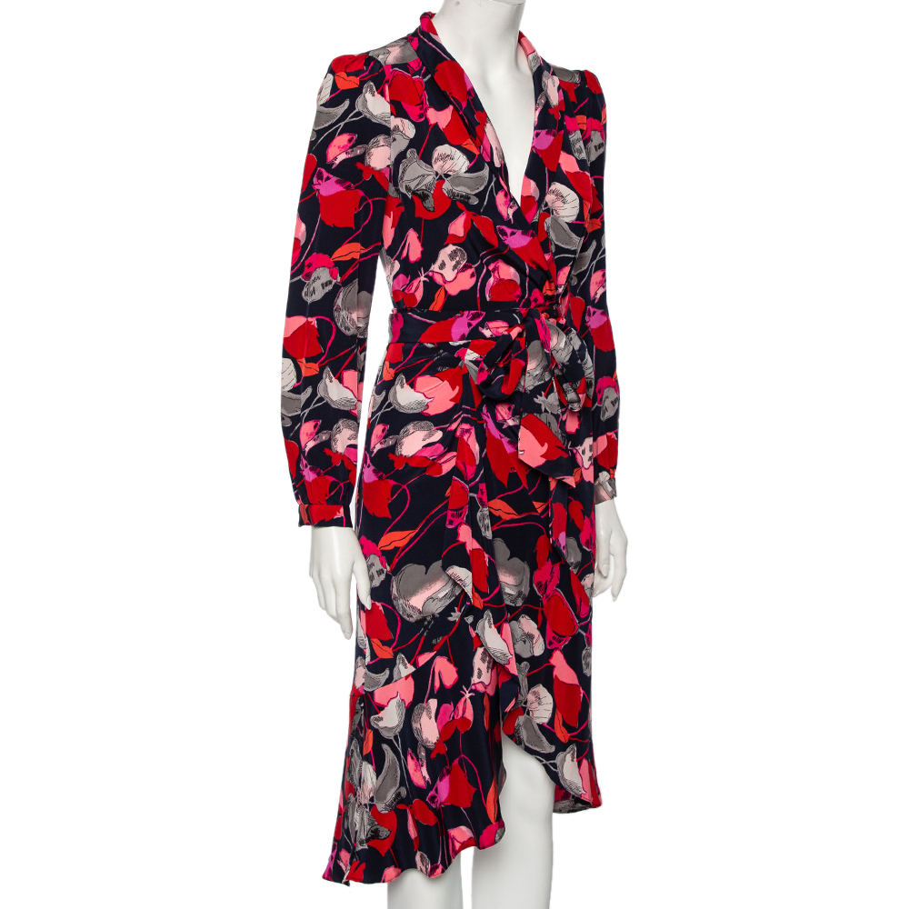 

Diane von Furstenberg Multicolored Printed Crepe De Chine Carla Two Wrap Dress, Multicolor