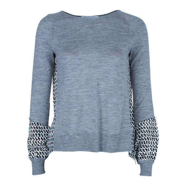 Diane Von Furstenberg Austine Grey Printed Sweater Top S