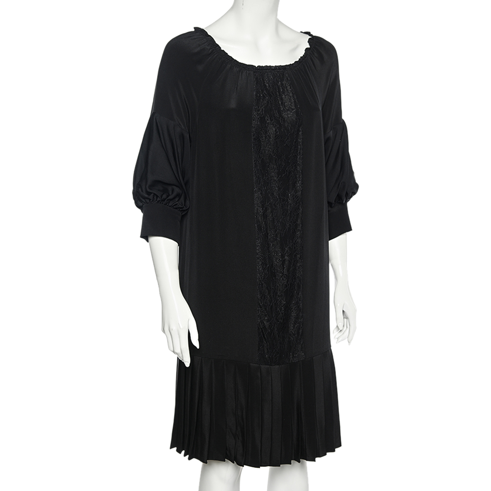 

Diane von Furstenberg Black Silk & Lace Elsita Dress