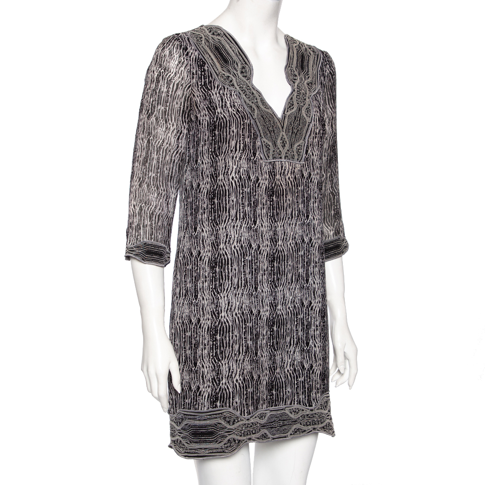 

Diane von Furstenberg Monochrome Printed Silk Lexie Shift Dress, Black