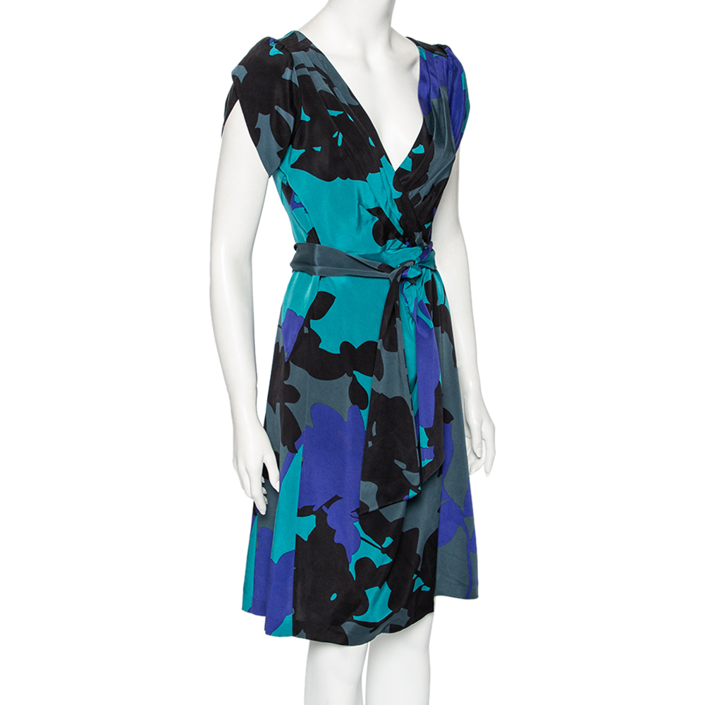

Diane von Furstenberg Multicolor Printed Silk Rizer Wrap Dress