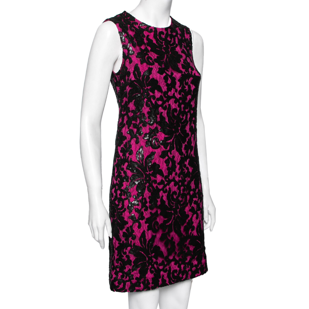 

Diane von Furstenberg Pink Sequin Embellished Lace Kaleb Dress