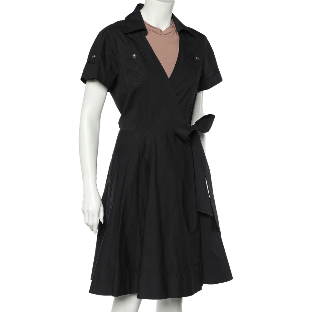 

Diane von Furstenberg Black Cotton Blend Kaley Wrap Dress