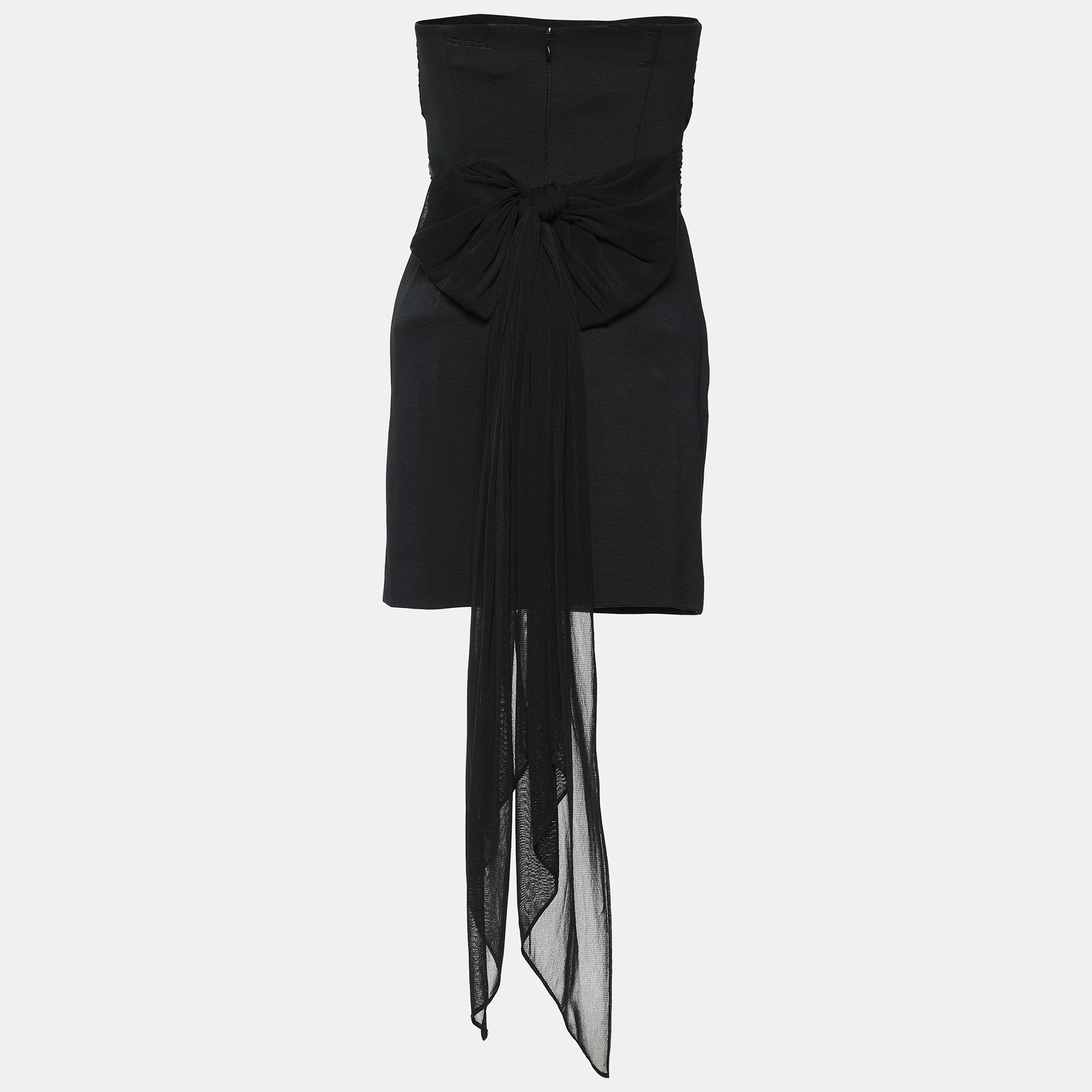 

Diane Von Furstenberg Black Stretch Knit Structured Sash Mini Dress