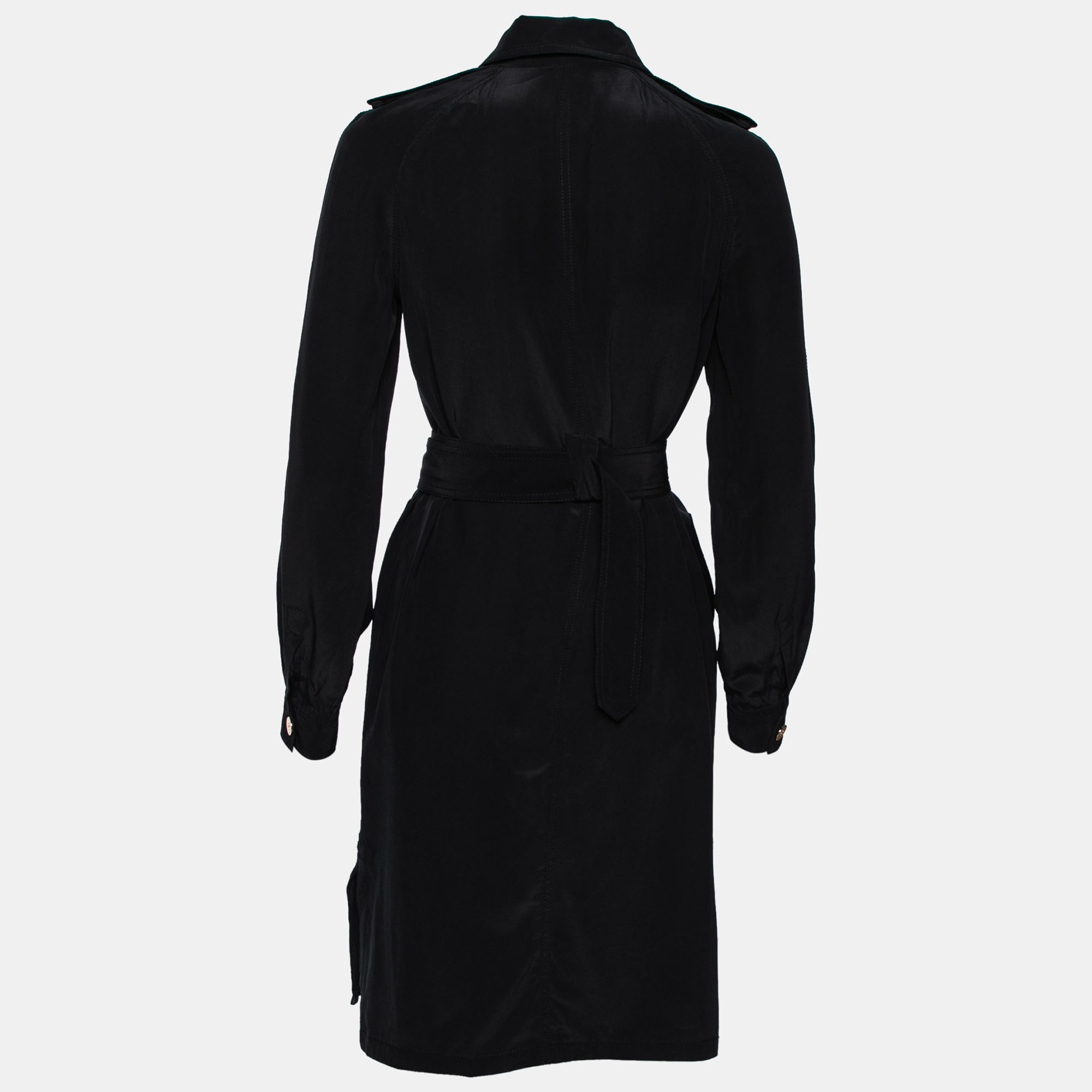 

Diane von Furstenberg Black Silk Button Front Belted Dress