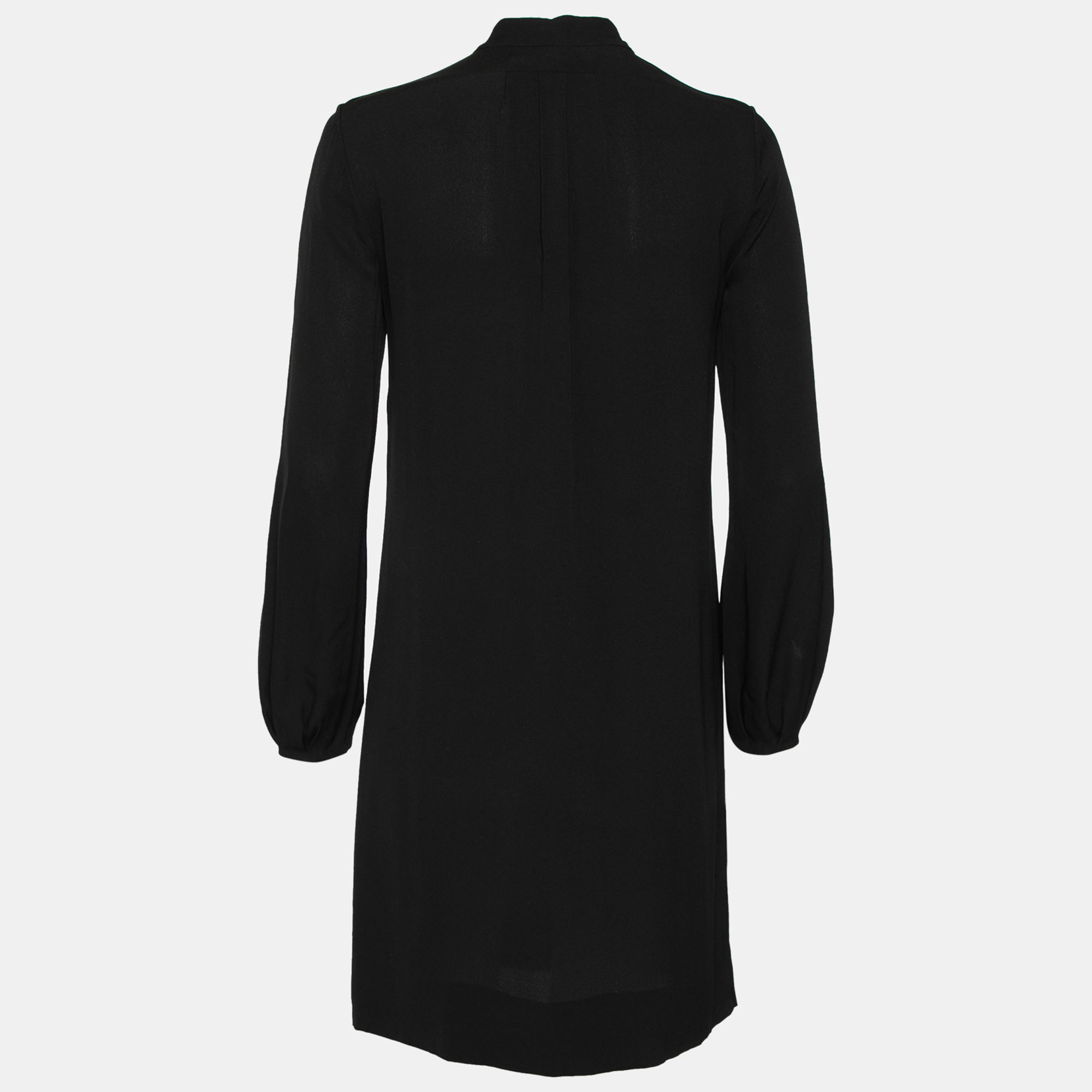 

Diane Von Furstenberg Black Silk Zip Front Long Sleeve Dress