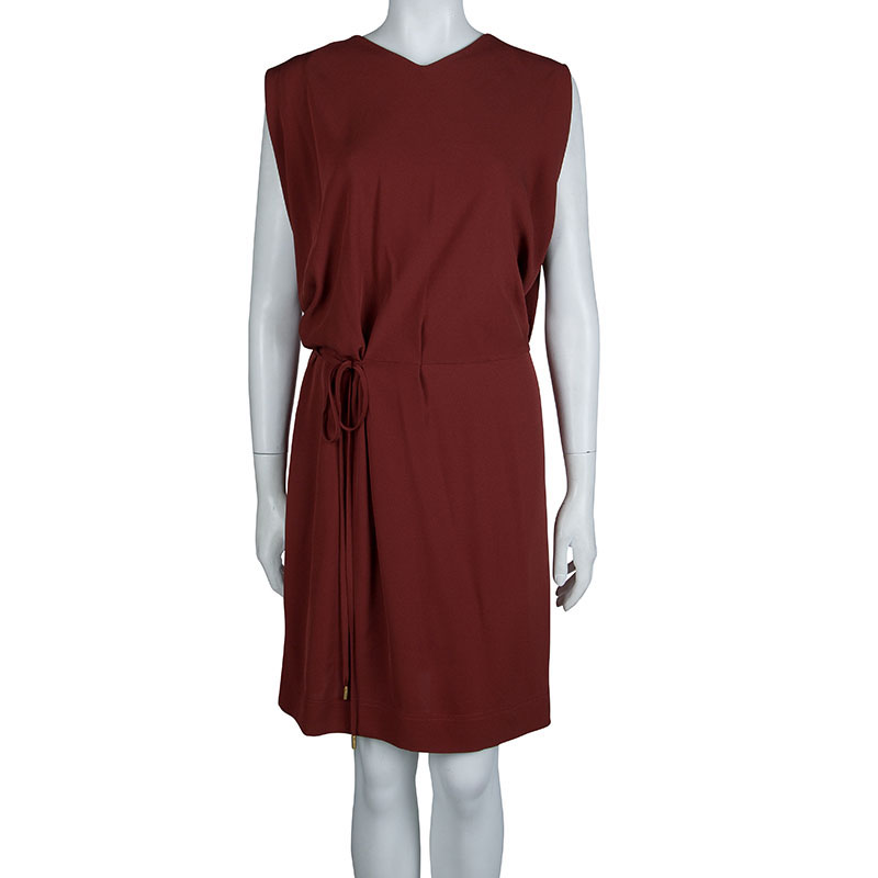 

Diane Von Furstenberg Brick Red Silk Teresia Drop Waist Dress