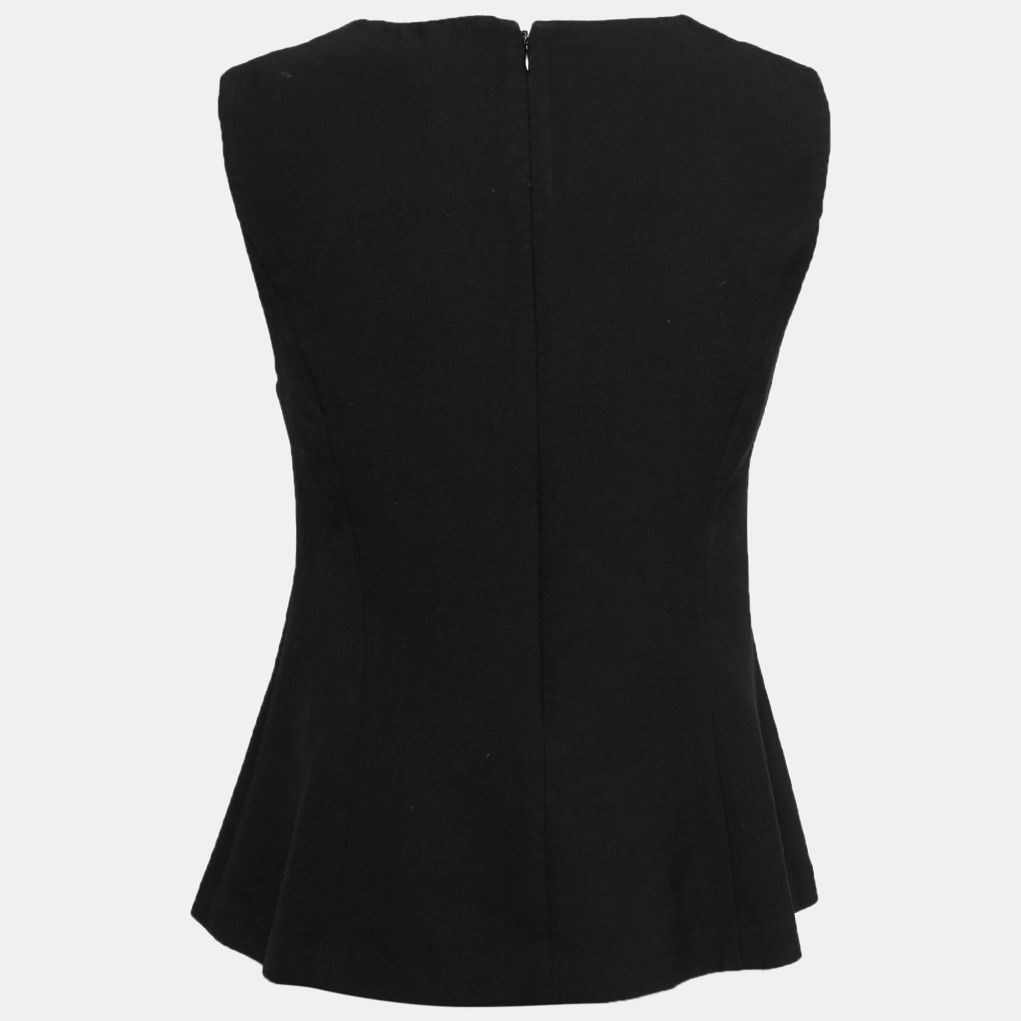 

Diane Von Furstenberg Black Knit Sleeveless Peplum Top