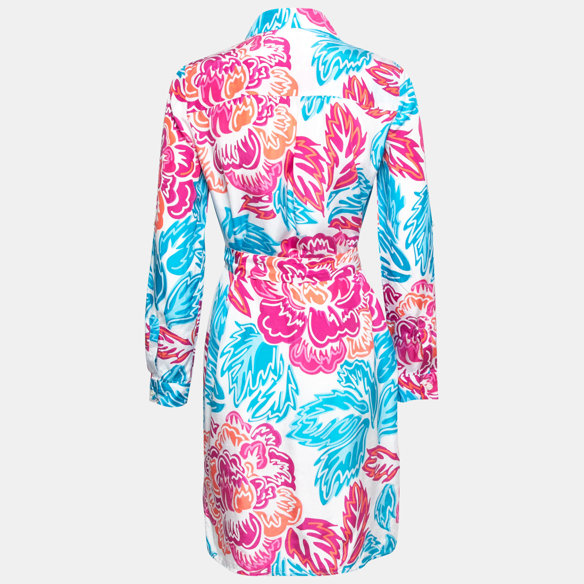 

Diane von Furstenberg Multicolor Printed Silk Prita Belted Shirt Dress
