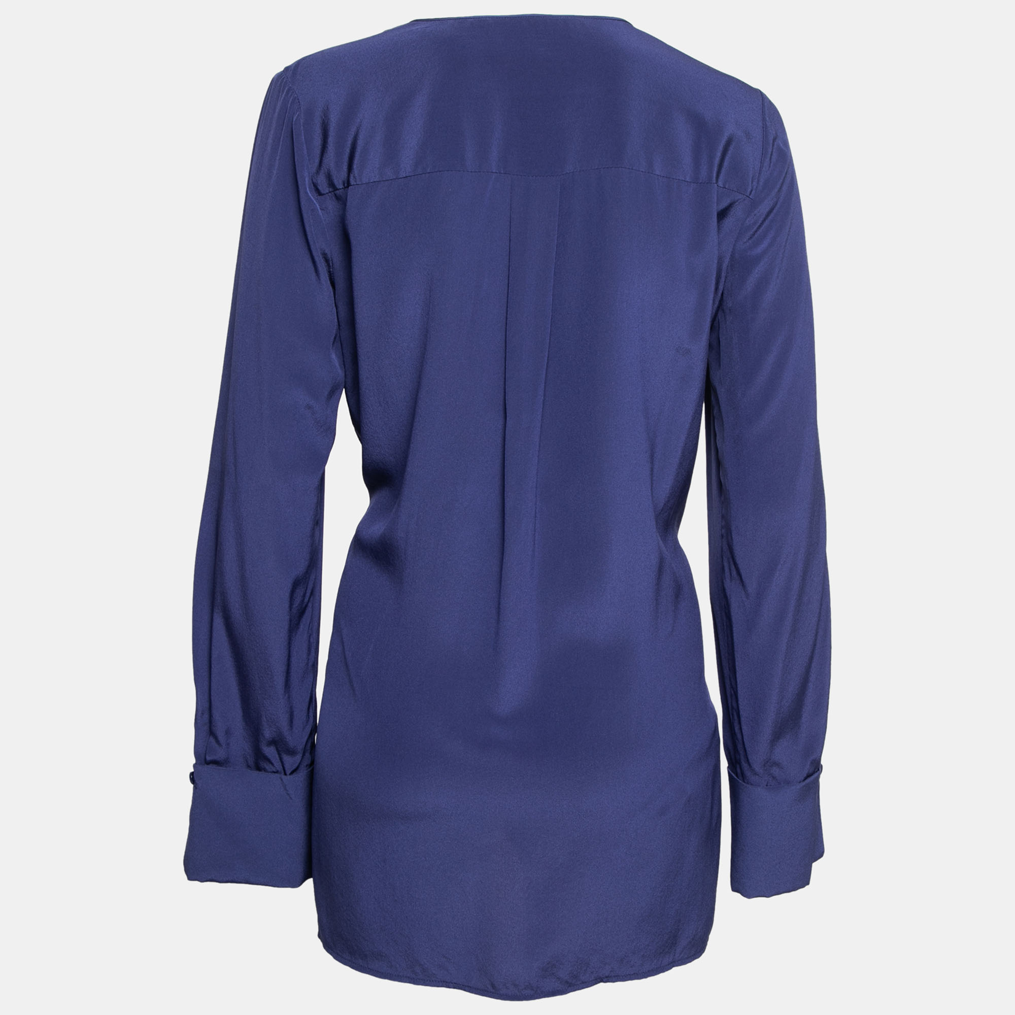 

Diane Von Furstenberg Navy Blue Silk Neck Tie Blouse