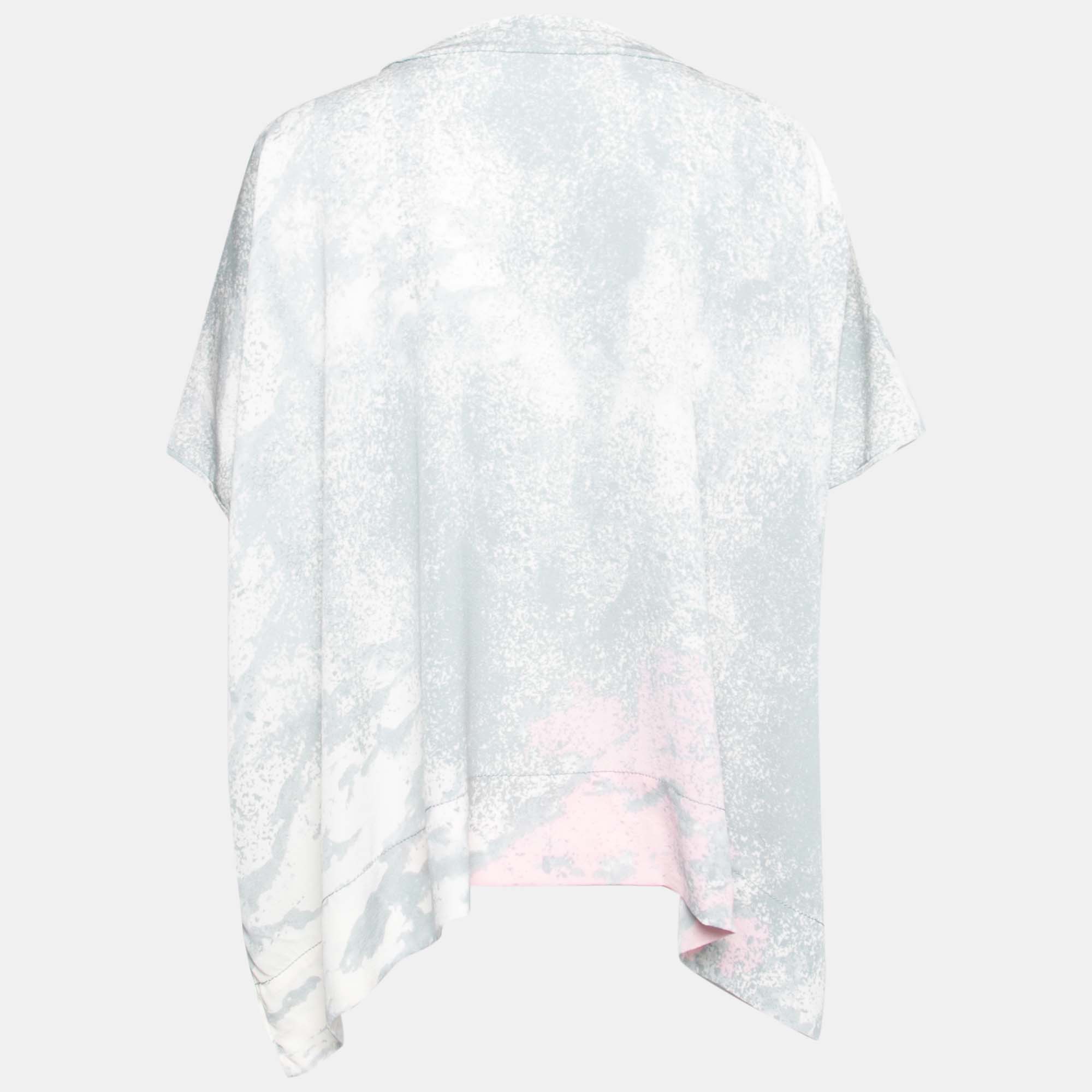 

Diane von Furstenberg Grey & Pink Dream Cloud Print Silk New Hanky Top
