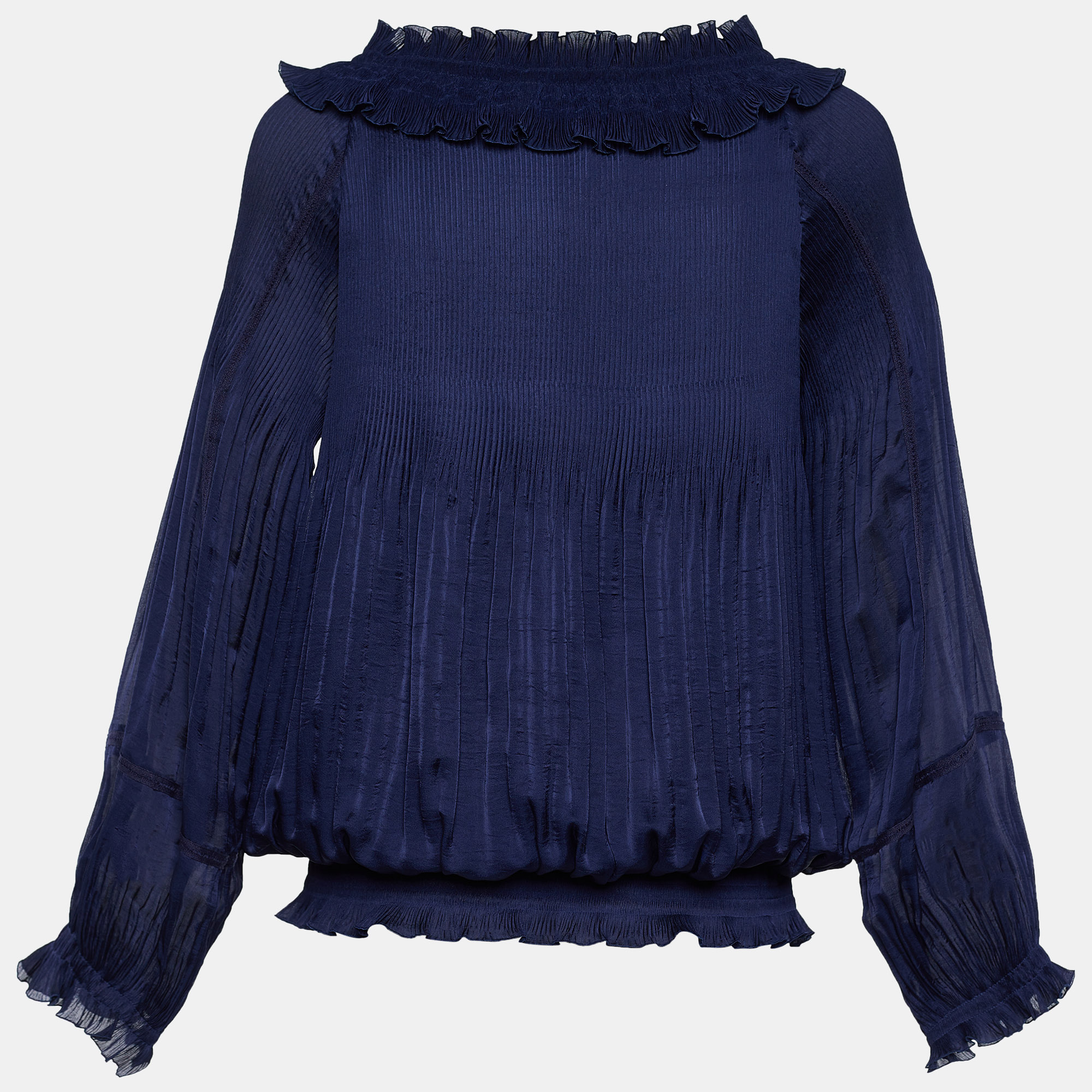 

Diane von Furstenberg Blue Synthetic Micro Pleated Blouse
