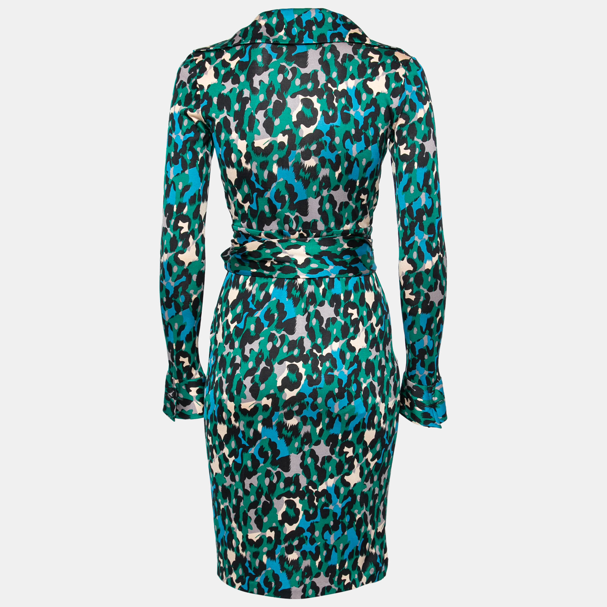 

Diane von Furstenberg Multicolor Leopard Print Knit Wrap Dress
