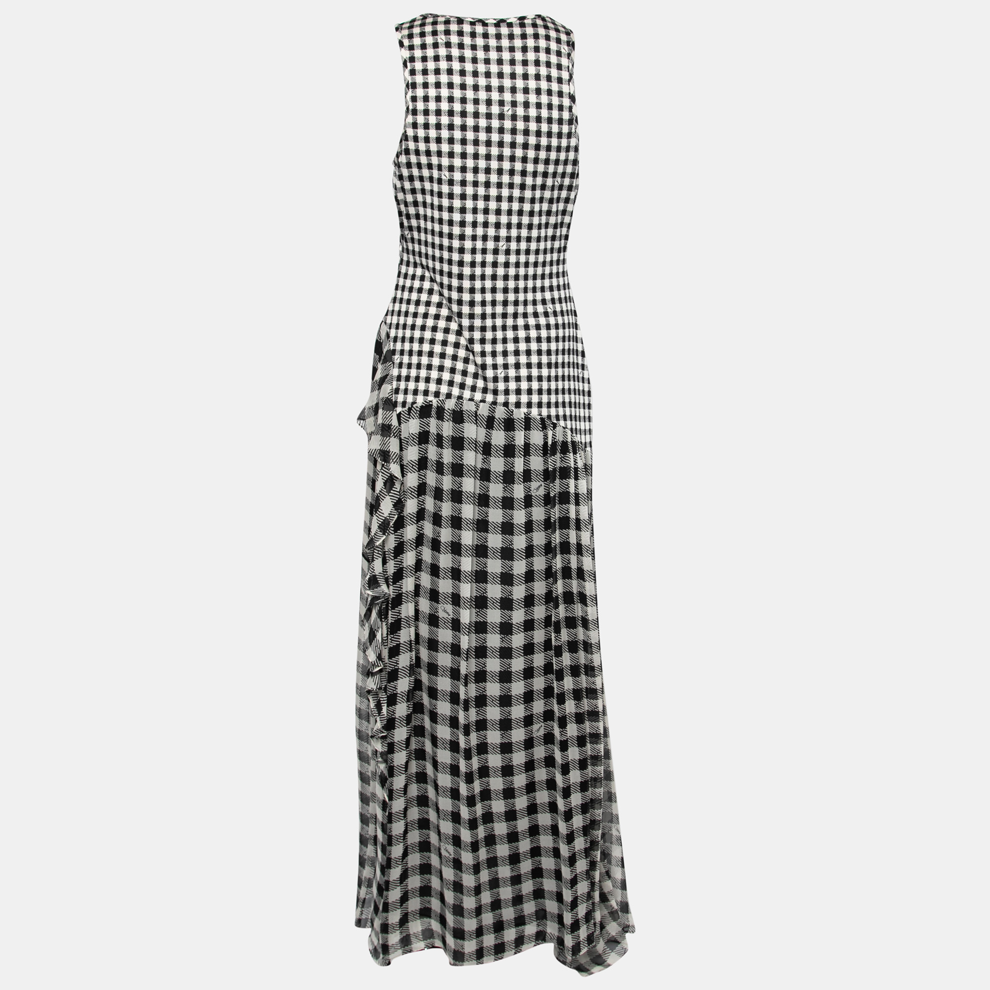 

Diane von Furstenberg Black/White Checkered Silk Maxi Dress
