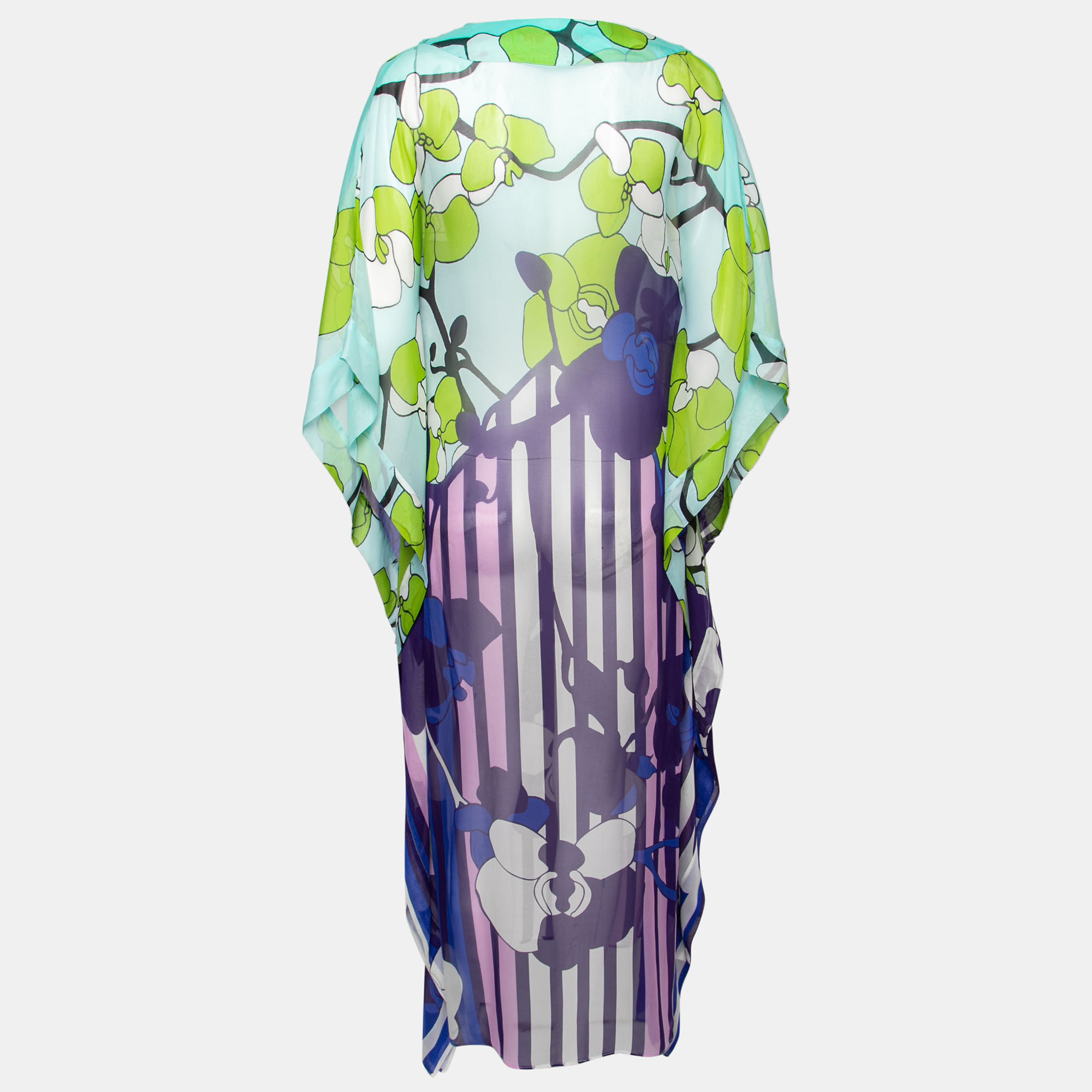 

Diane von Furstenberg Multicolor Printed Silk Sheer Anushka Kaftan