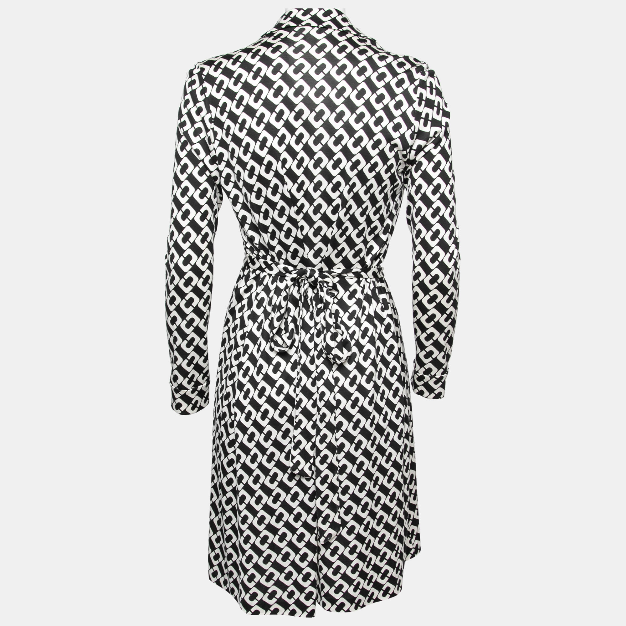 

Diane von Furstenberg Black Printed Silk Jersey Jeanne Wrap Dress