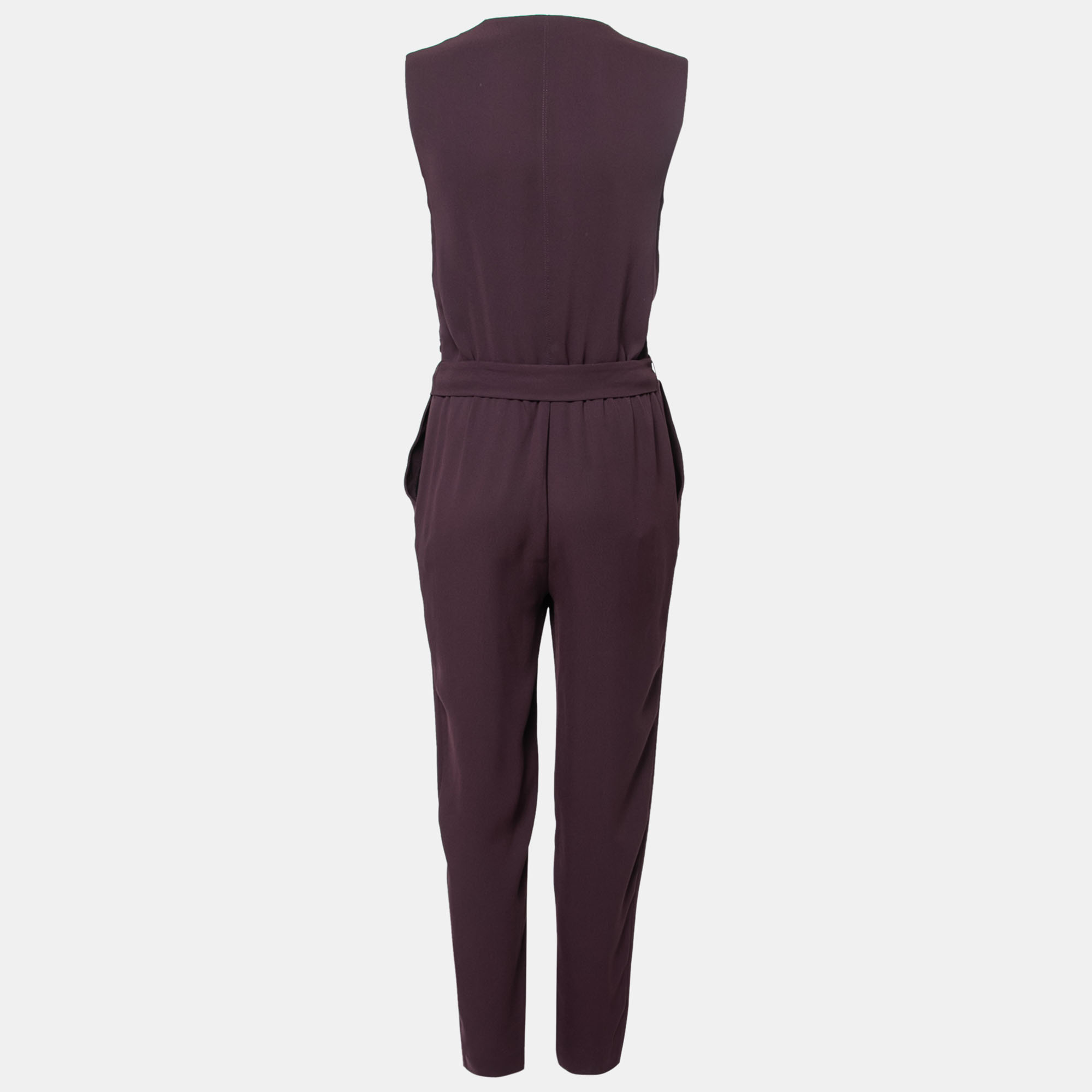 

Diane von Furstenberg Plum Crepe Sleeveless Jumpsuit, Burgundy