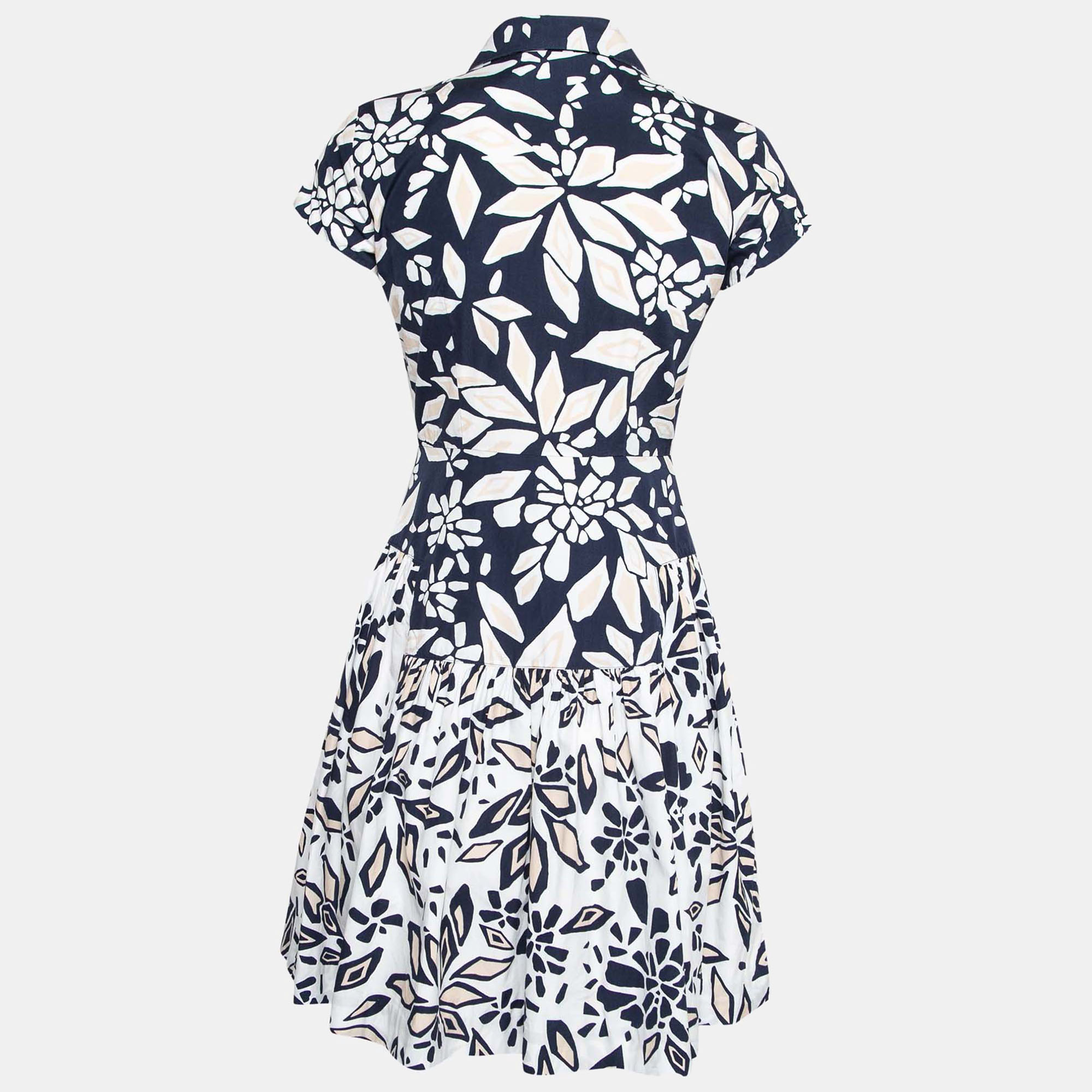 

Diane von Furstenberg Navy Blue Printed Cotton Scarlet Mini Dress
