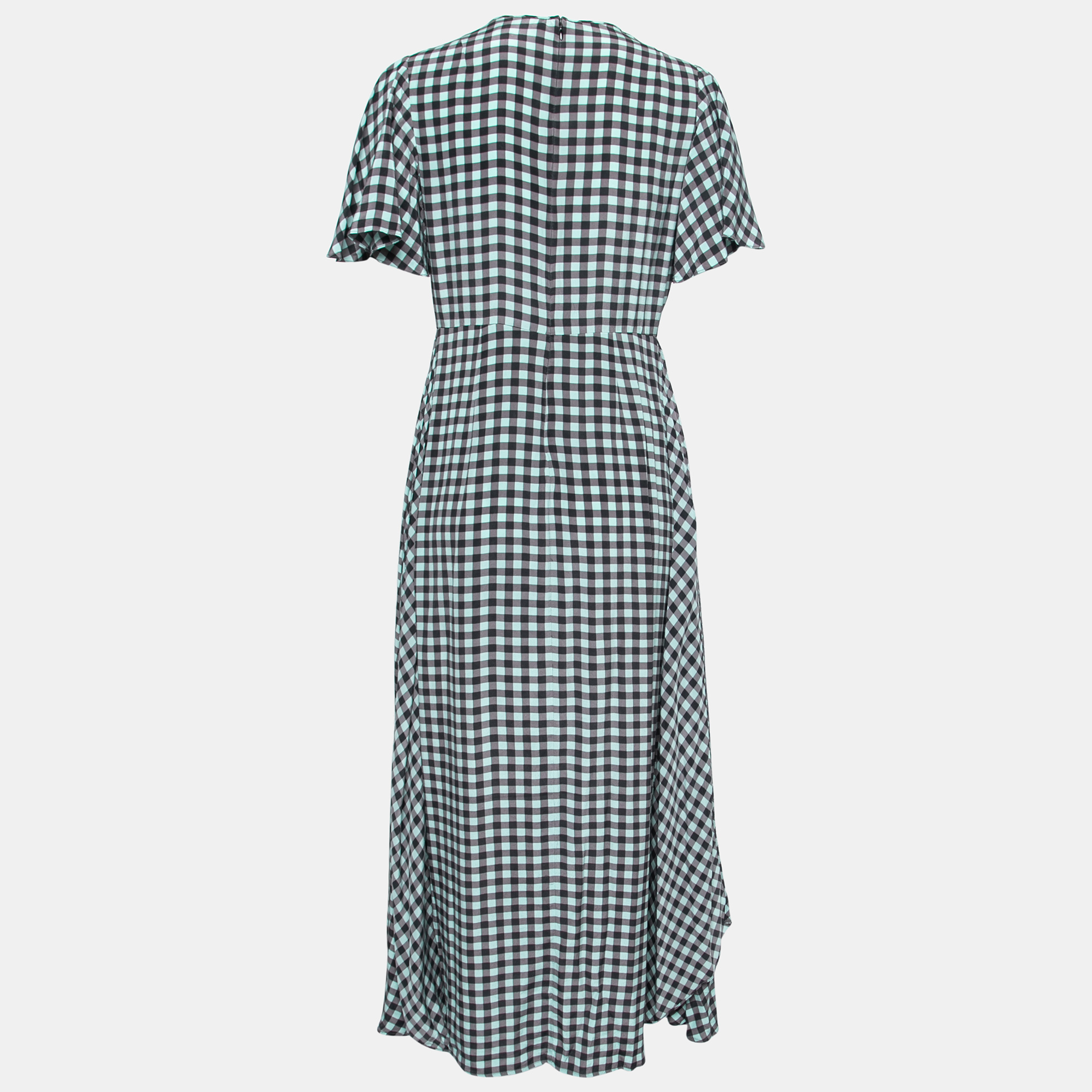 

Diane von Furstenberg Black & Teal Checkered Silk Maxi Dress