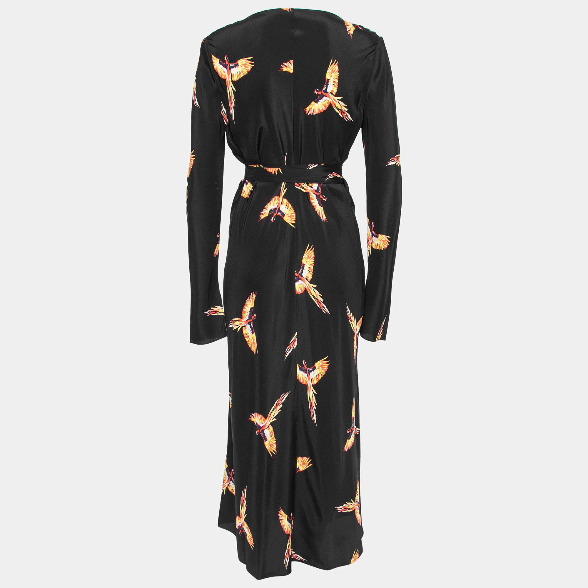 

Diane von Furstenberg Black Bird Print Silk Wrap Dress