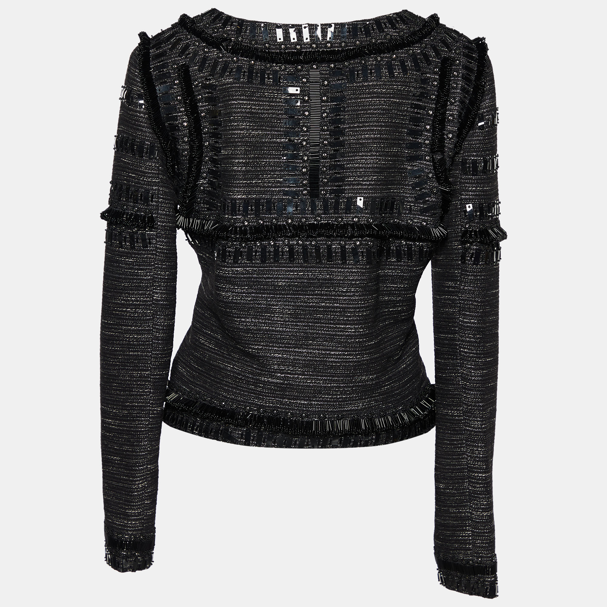 

Diane von Furstenberg Black Lurex Embellished Laya Silver Ladder Jacket