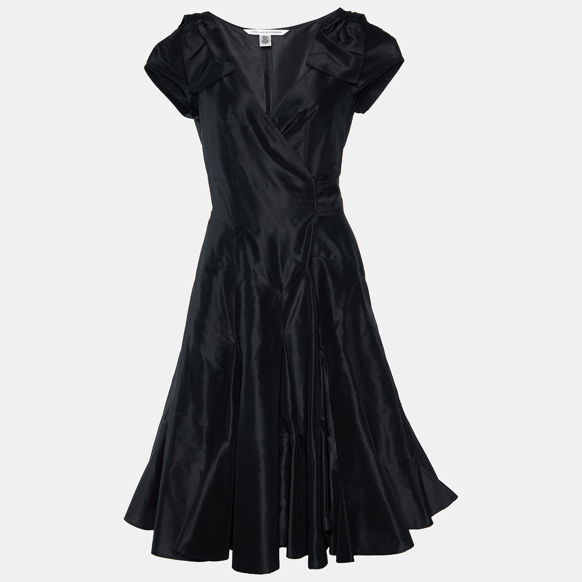

Diane von Furstenberg Black Silk Taffeta Sue Park Wrap Dress
