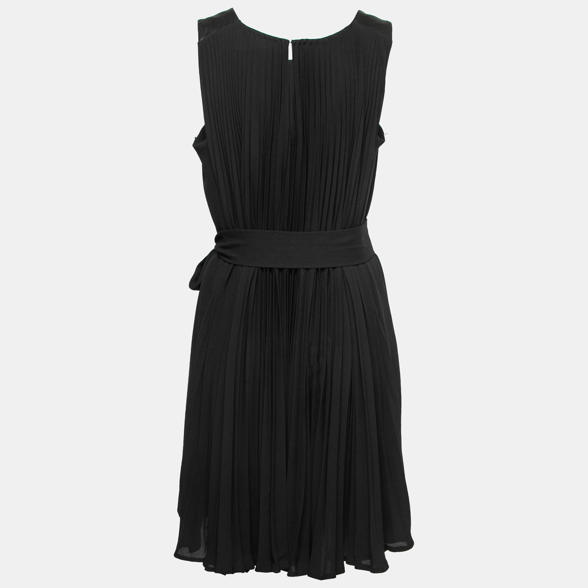 

Diane Von Furstenberg Black Crepe Pleated Delaney Midi Dress