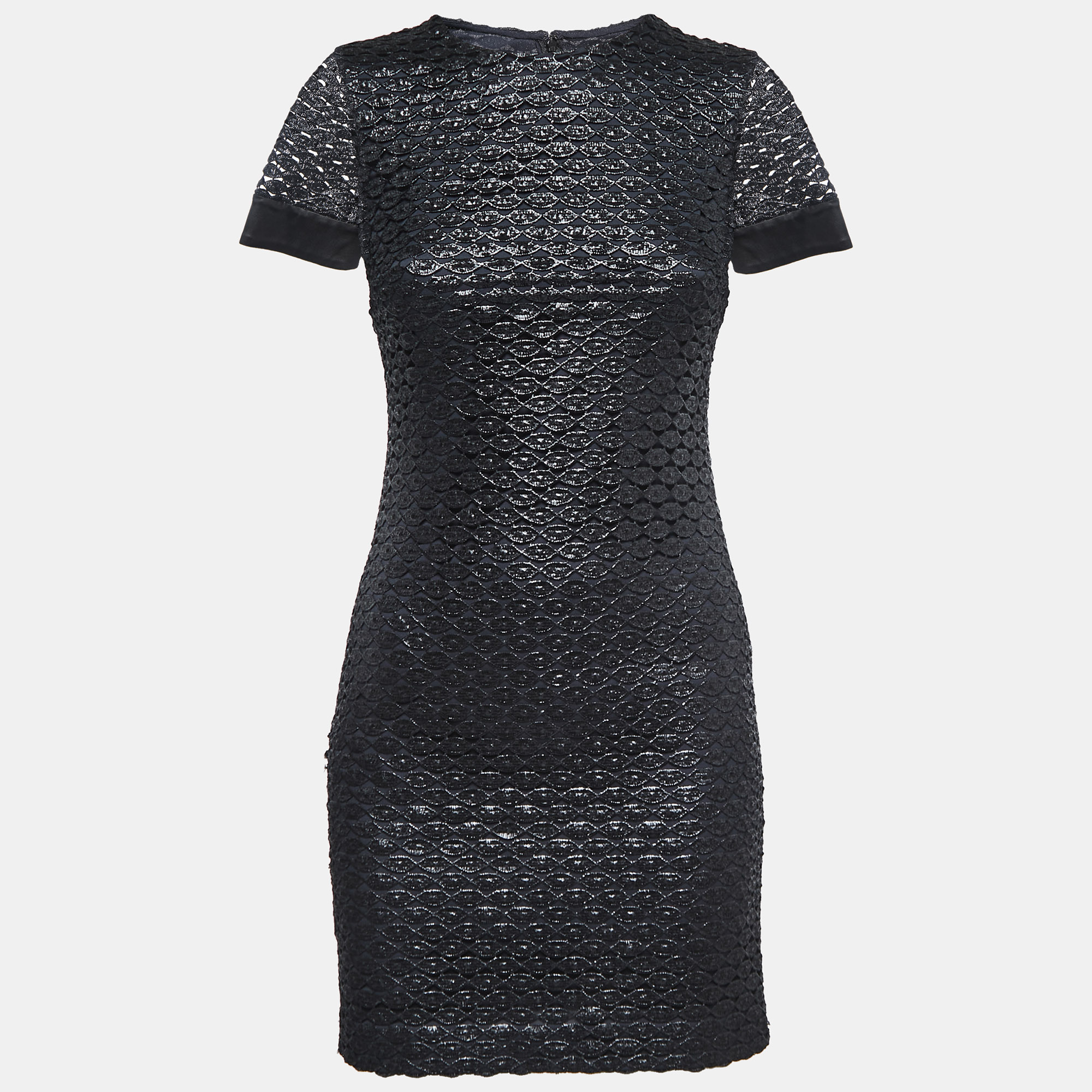 Pre-owned Diane Von Furstenberg Metallic Black Lace New Cindy Dress Xs