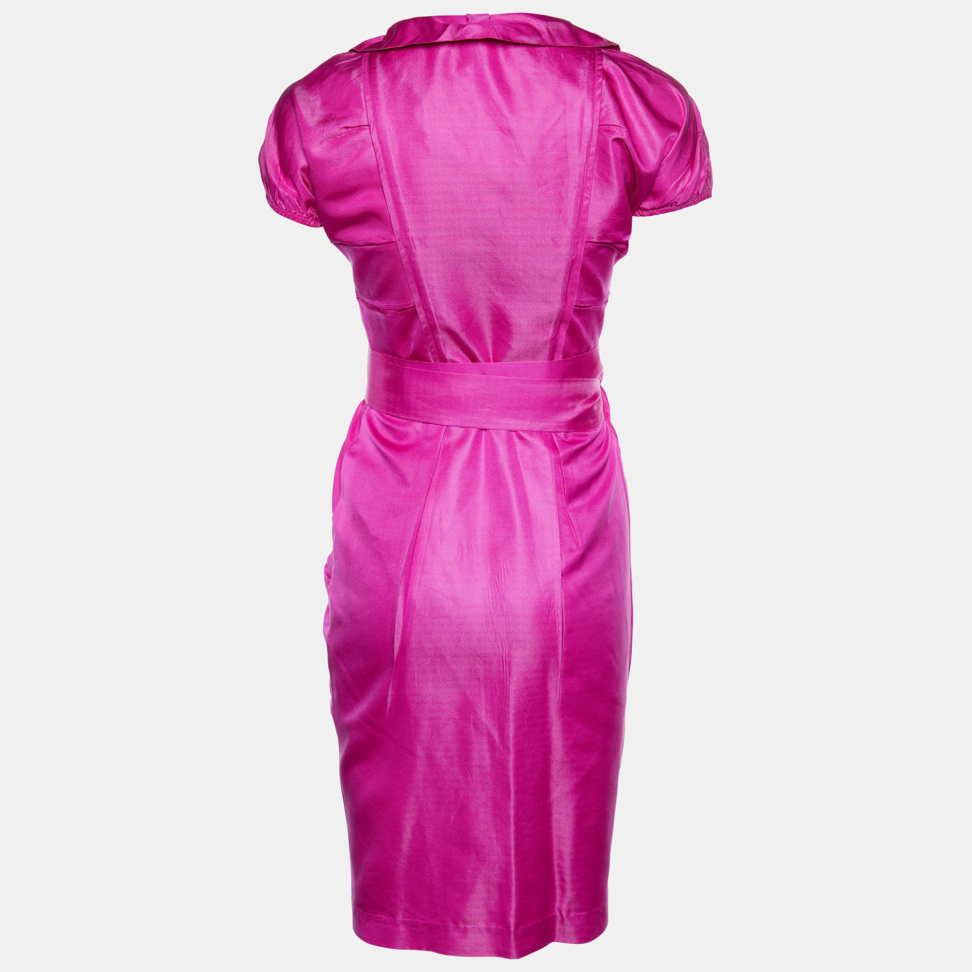 

Diane Von Furstenberg Pink Silk Ruffled Victorie Wrap Dress