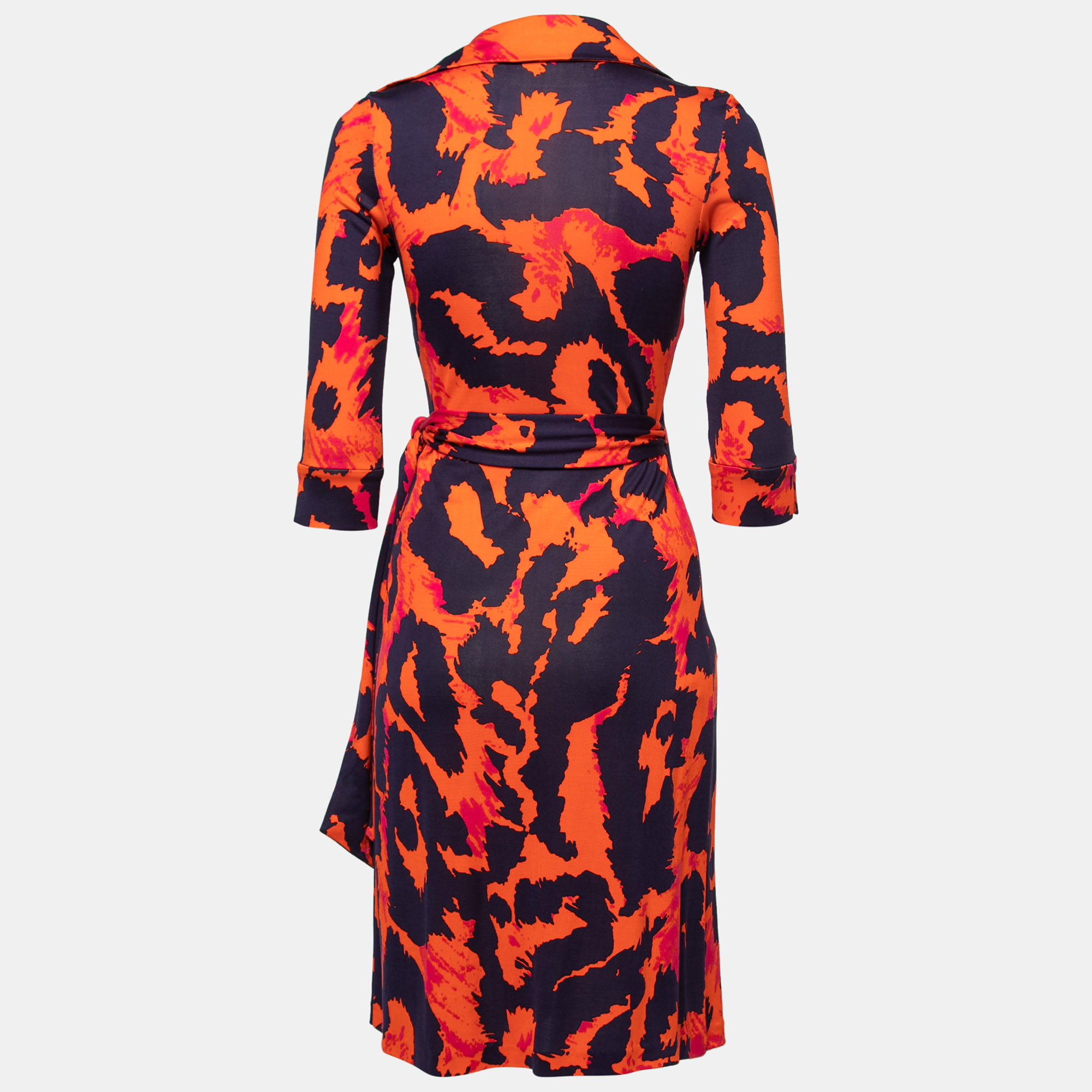

Diane Von Furstenberg Vintage Navy Blue Printed Jersey Wrap Dress