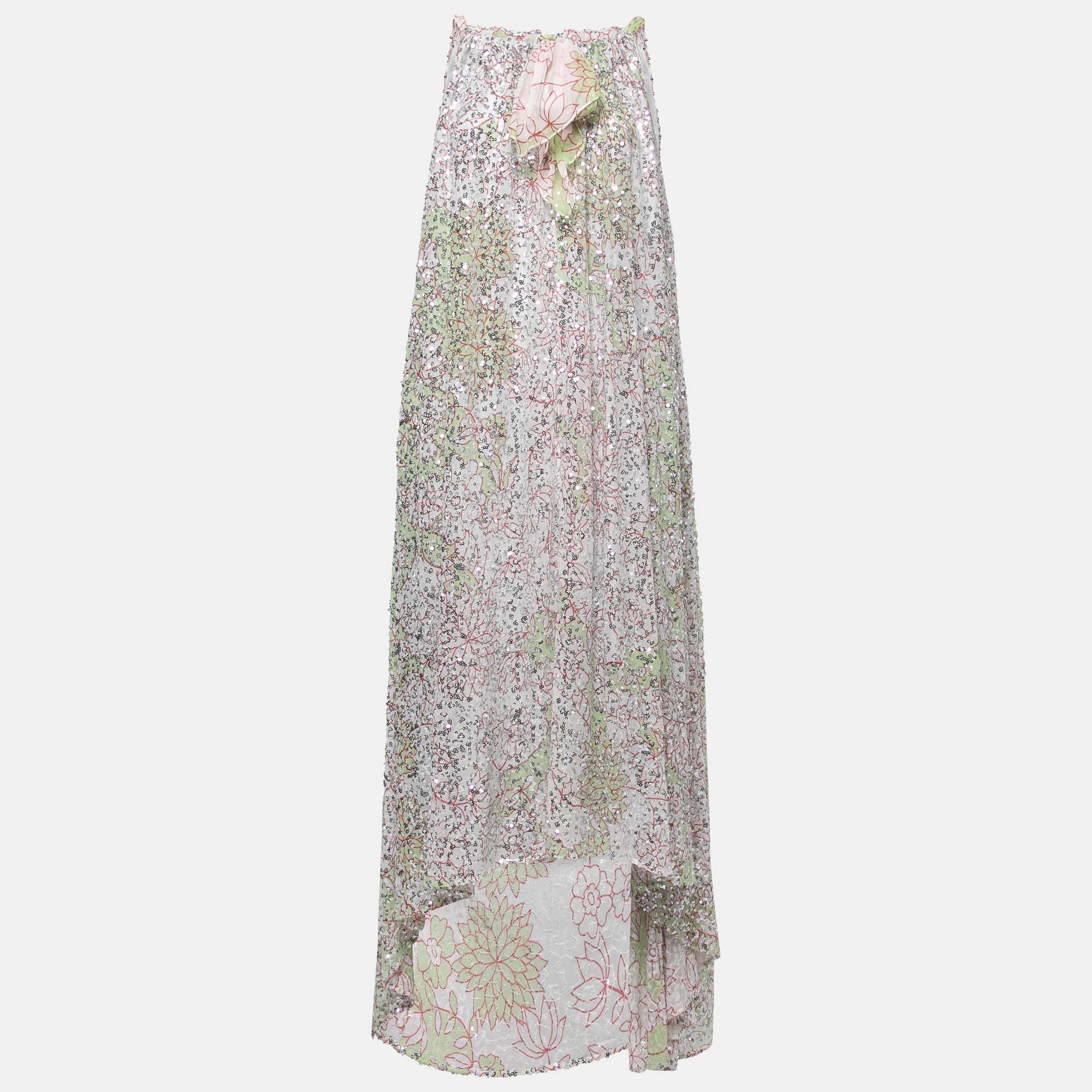 

Diane Von Furstenberg Multicolor Sequin-Embellished Silk Maxi Dress