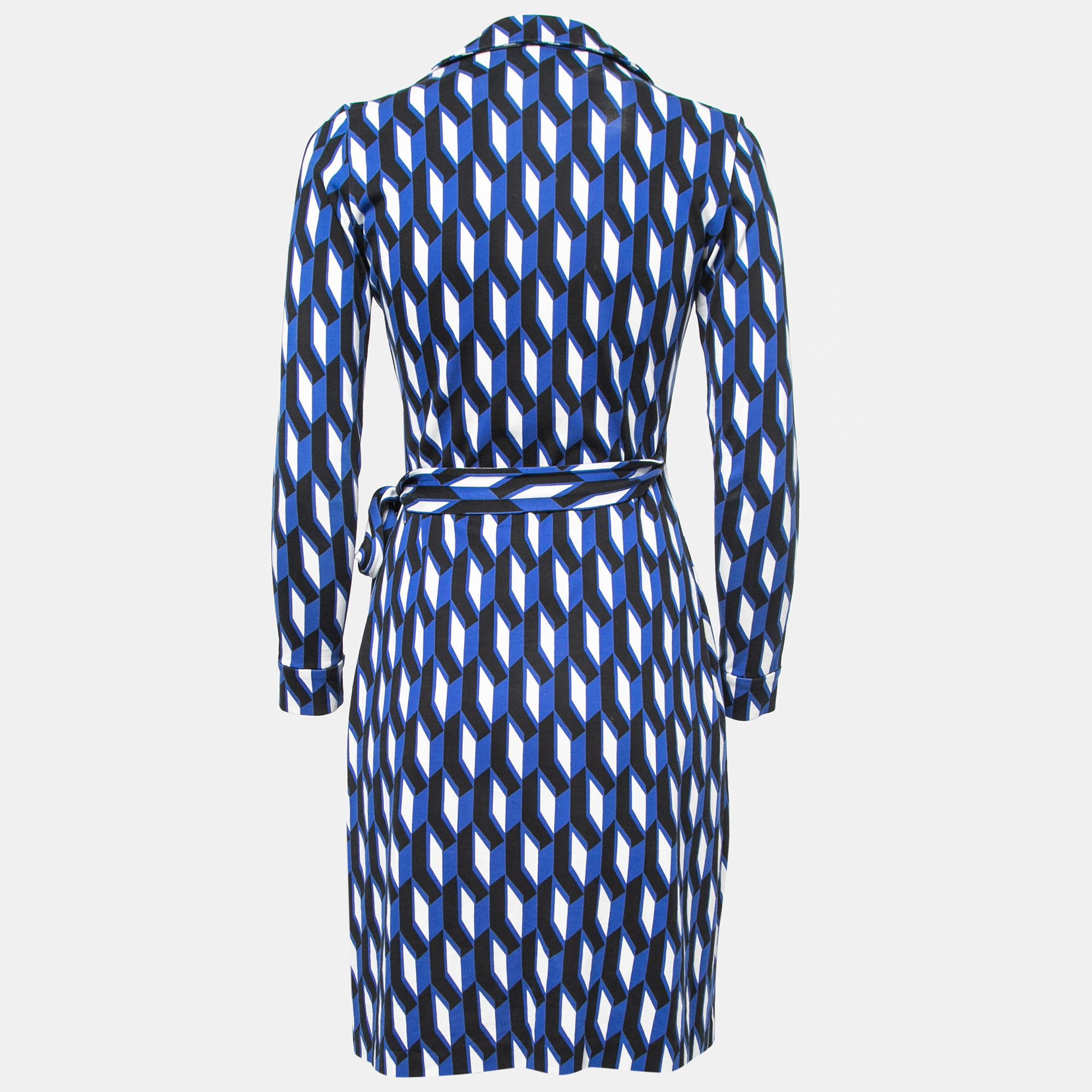 

Diane Von Furstenberg Blue Printed Jersey Wrap Midi Dress
