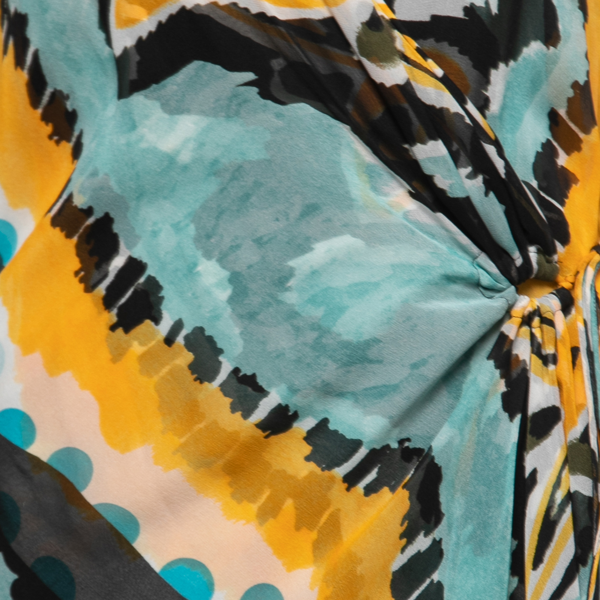 

Diane Von Furstenberg Multicolor Printed Silk Ruffled Wrap Maxi Dress