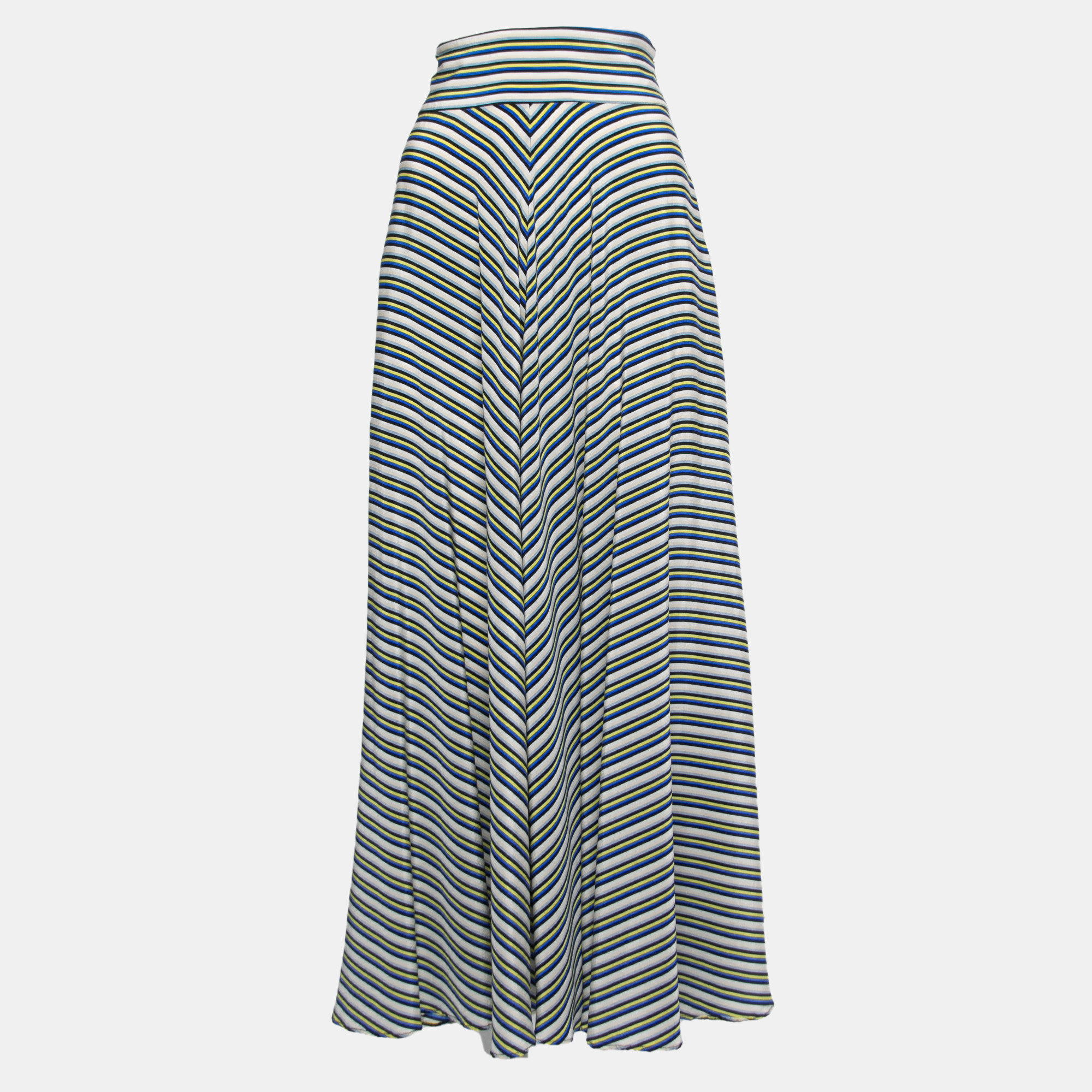 

Diane Von Furstenberg Multicolor Striped Crepe High Waist Maxi Skirt