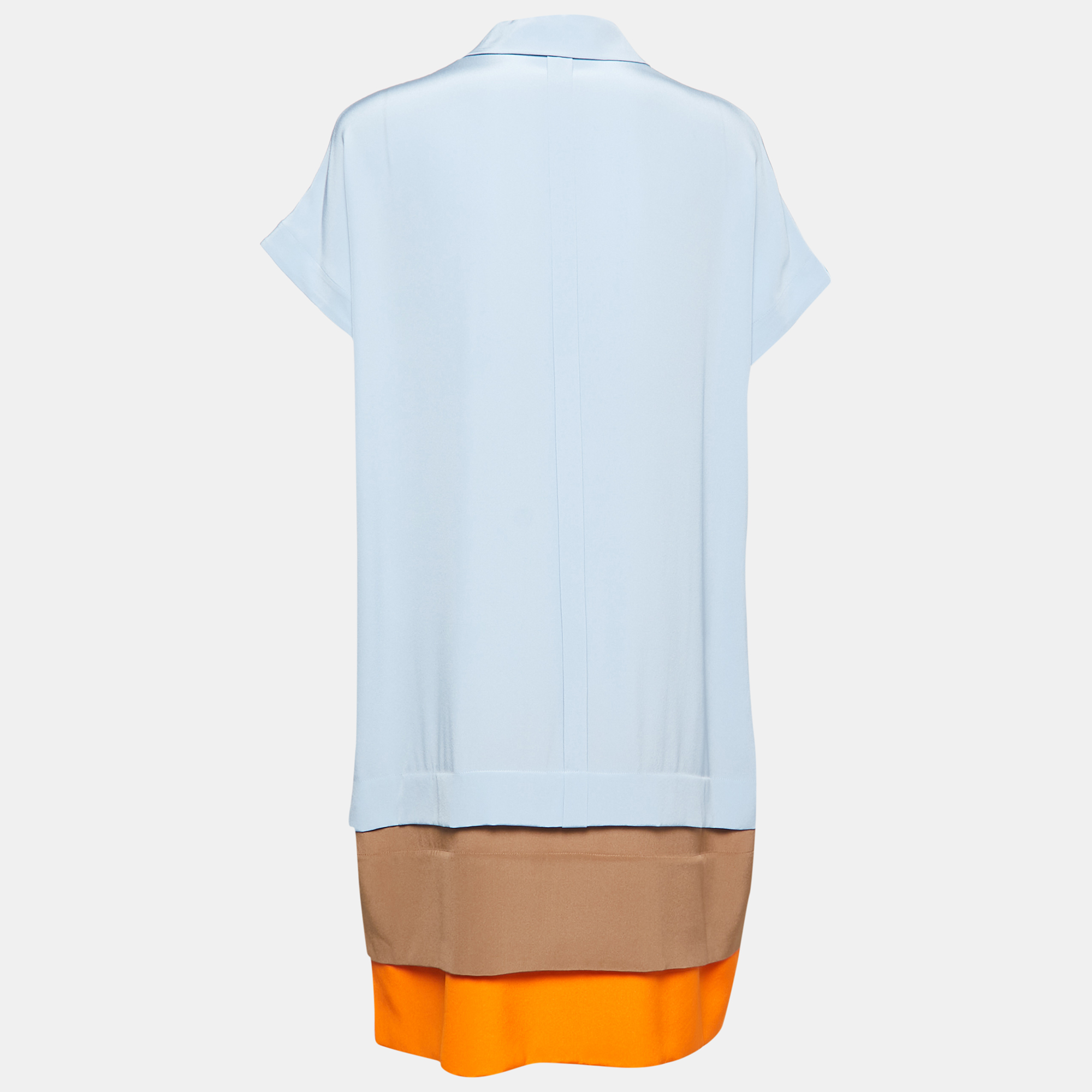 

Diane Von Furstenberg Tricolor Short Sleeve Oversized Shirt Dress /S, Blue