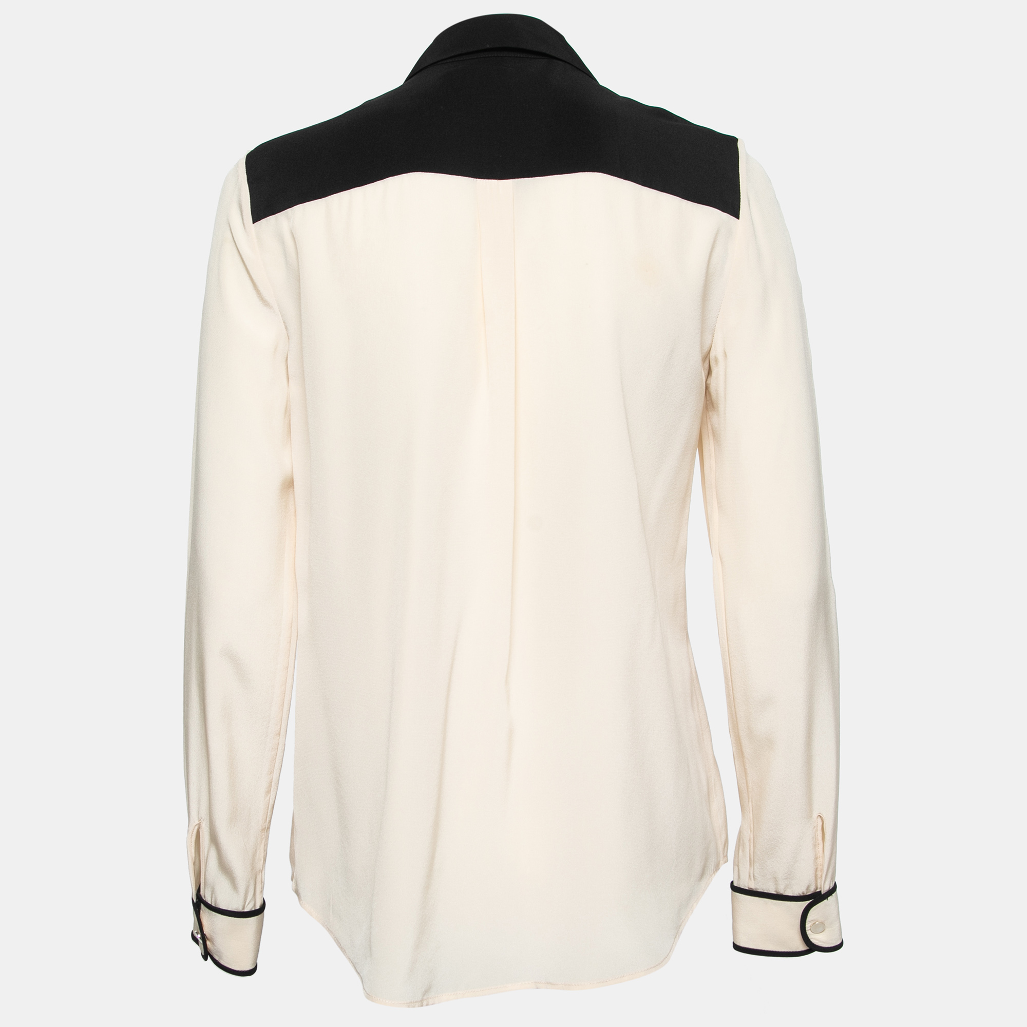 

Diane Von Furstenberg Cream Silk Contrast Collar Shirt