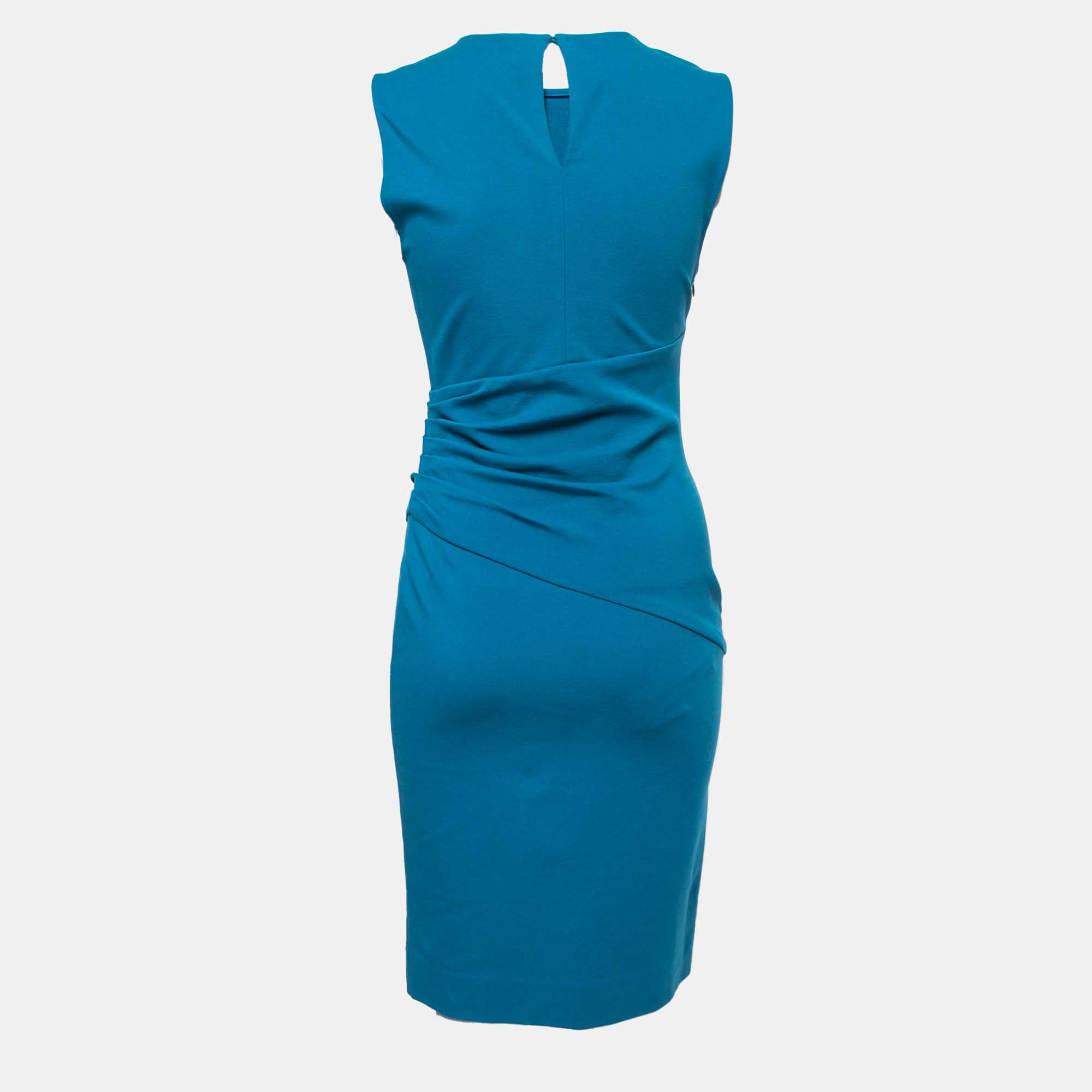 

Diane Von Furstenberg Blue Jersey Ruched Bodycon Dress