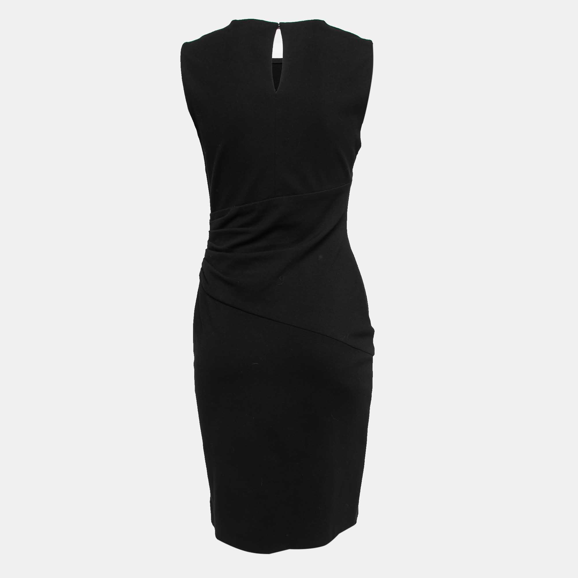 

Diane Von Furstenberg Black Jersey Ruched Midi Dress