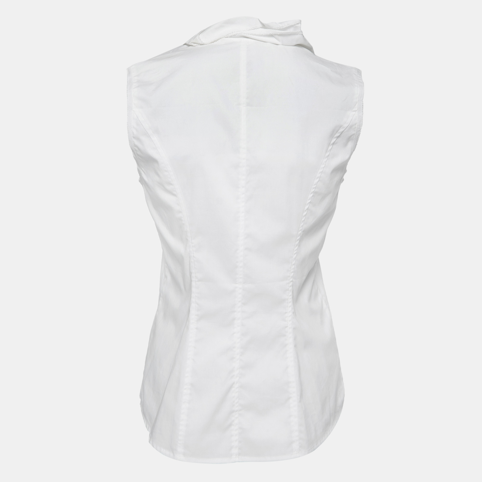 

Diane Von Furstenberg White Cotton Ruffle Detailed Sleeveless Top
