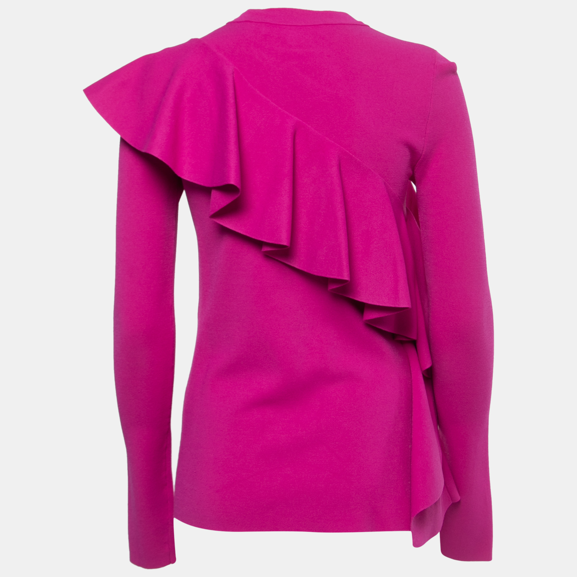 

Diane von Furstenberg Pink Knit Ruffle Detail Sweater Top