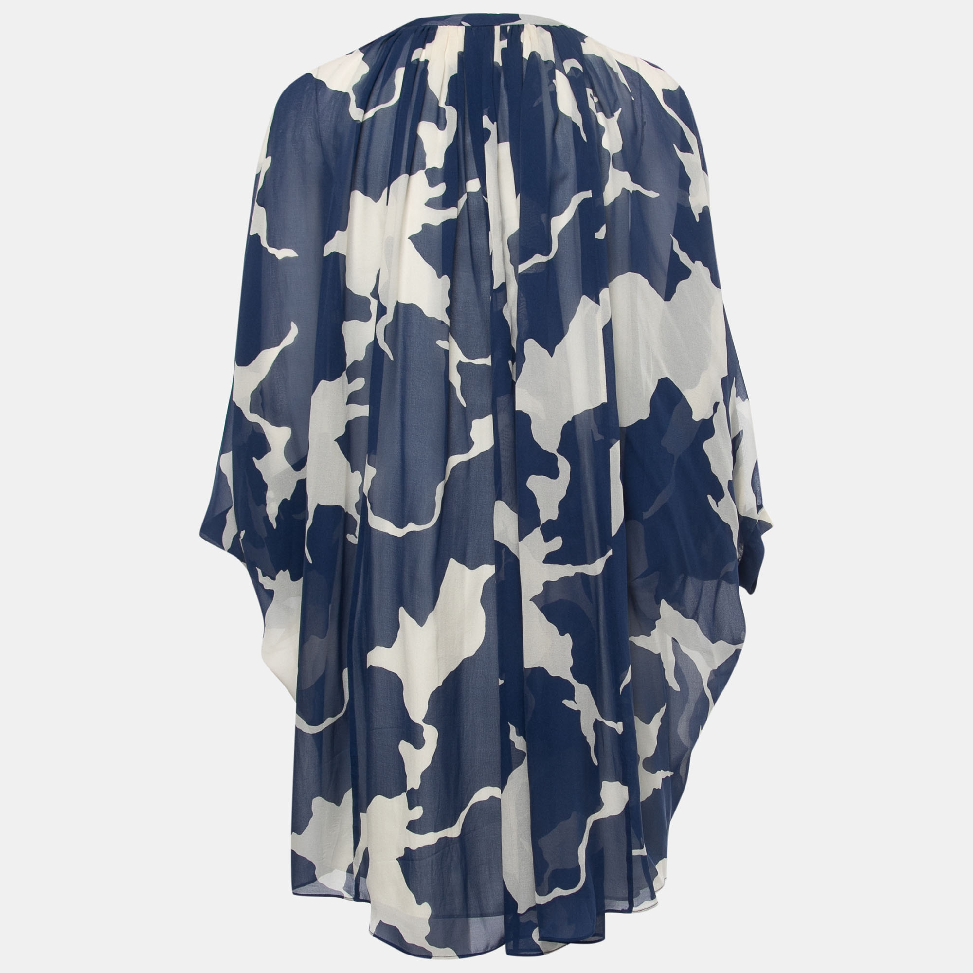 

Diane Von Furstenberg Blue Printed Silk Fleurette Mini Dress