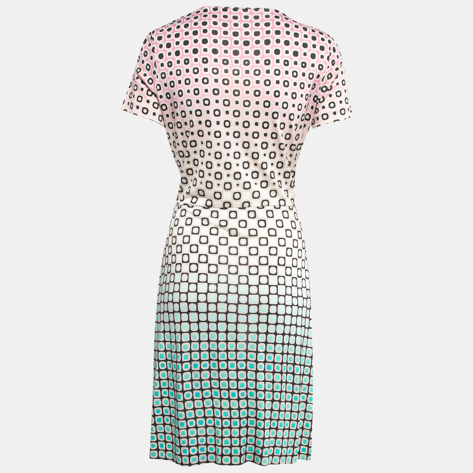 

Diane Von Furstenberg Multicolor Printed Knit Draped Tie Detail Short Dress