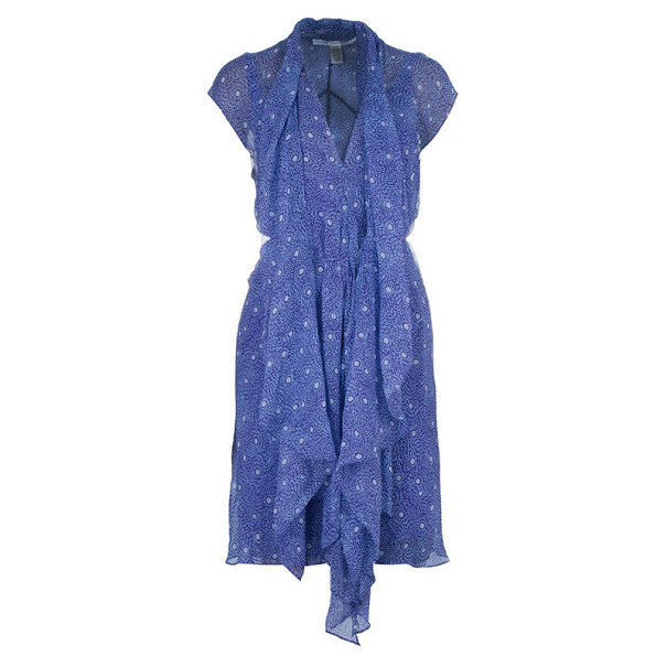 Pre Owned Diane Von Furstenberg Damiana Printed Silk Chiffon Dress M