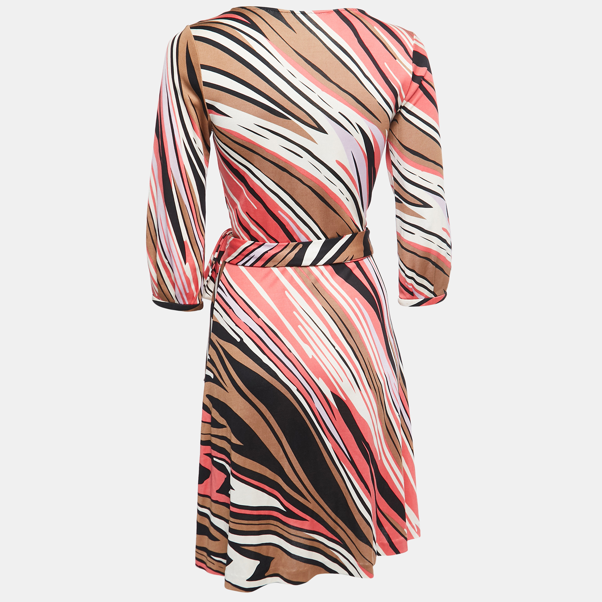 

Diane Von Furstenberg Multicolor Printed Silk Knit Short Wrap Dress