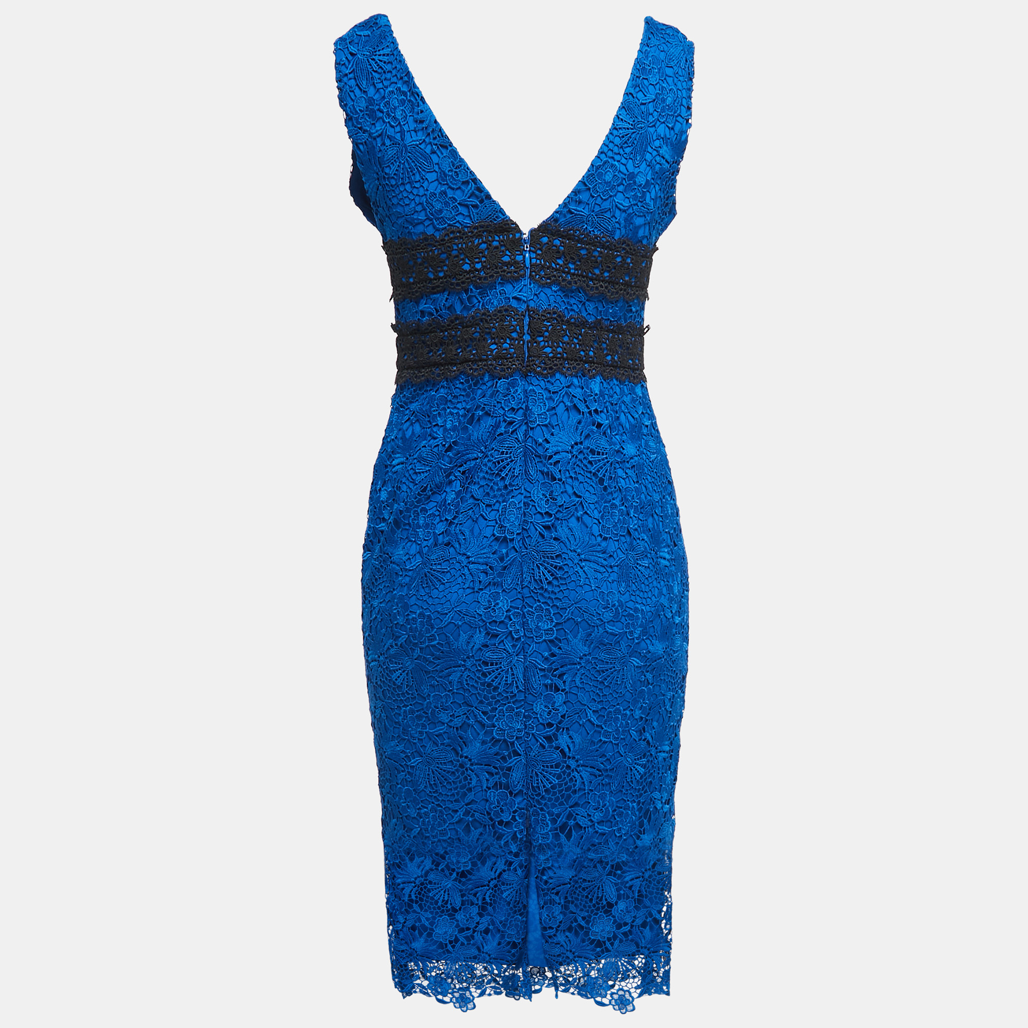 

Diane Von Furstenberg Blue Floral Lace Sleeveless Midi Dress