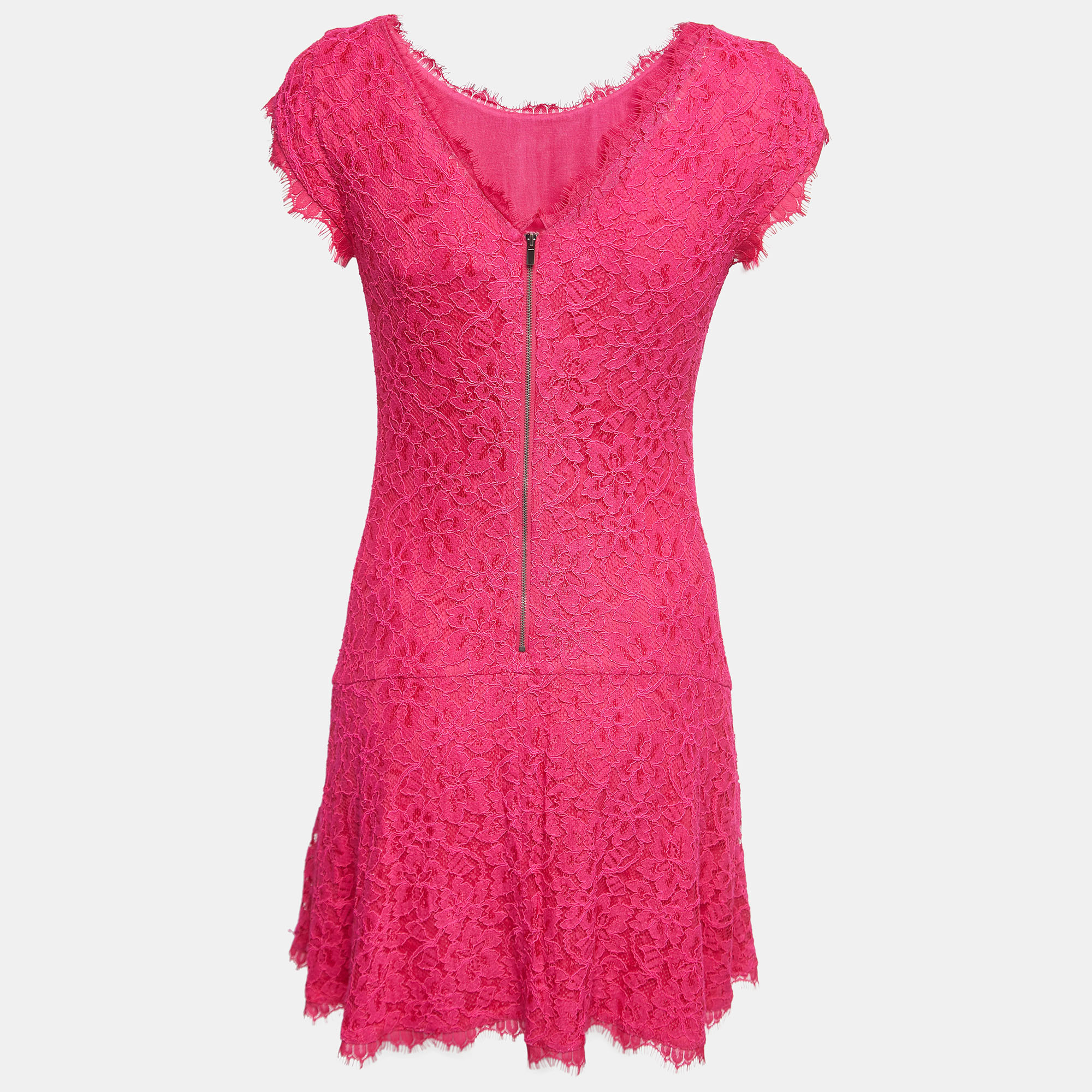 

Diane Von Furstenberg Pink Floral Lace Mini Dress