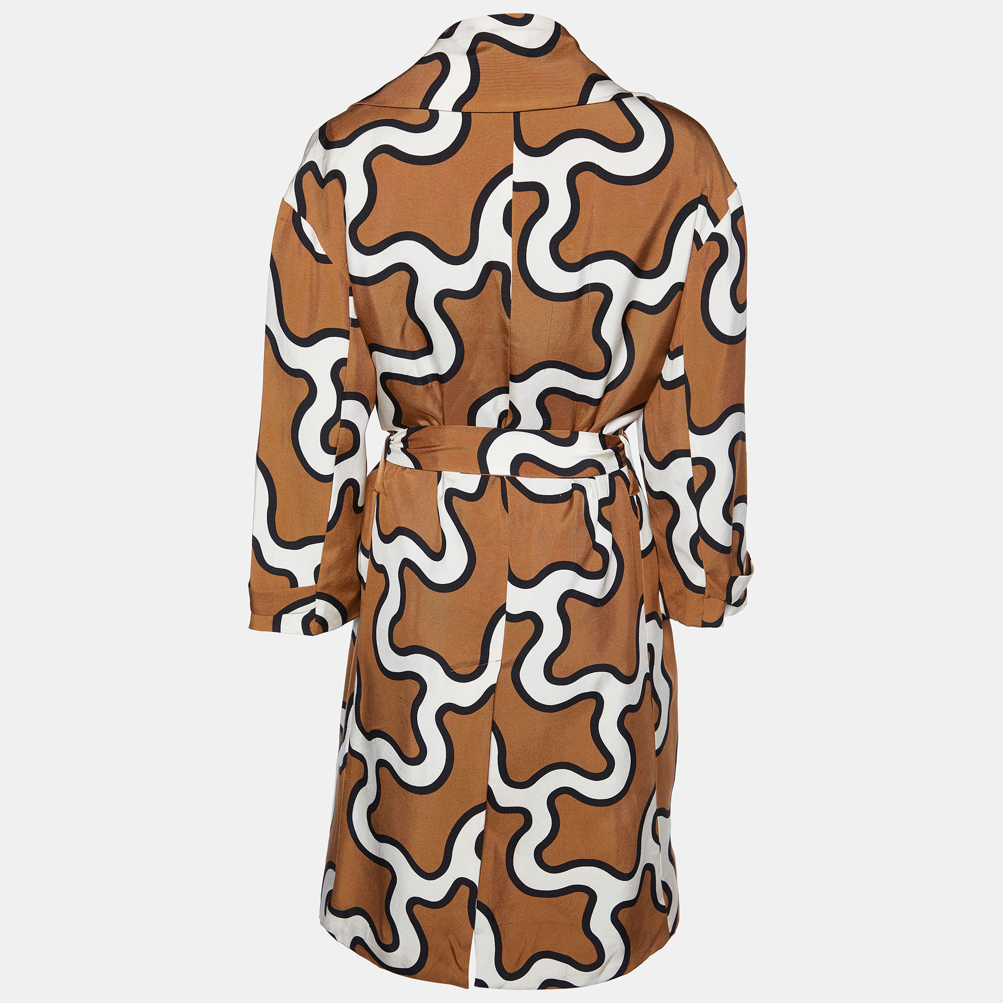 

Diane Von Furstenberg Brown Printed Belted Clean Margee Coat