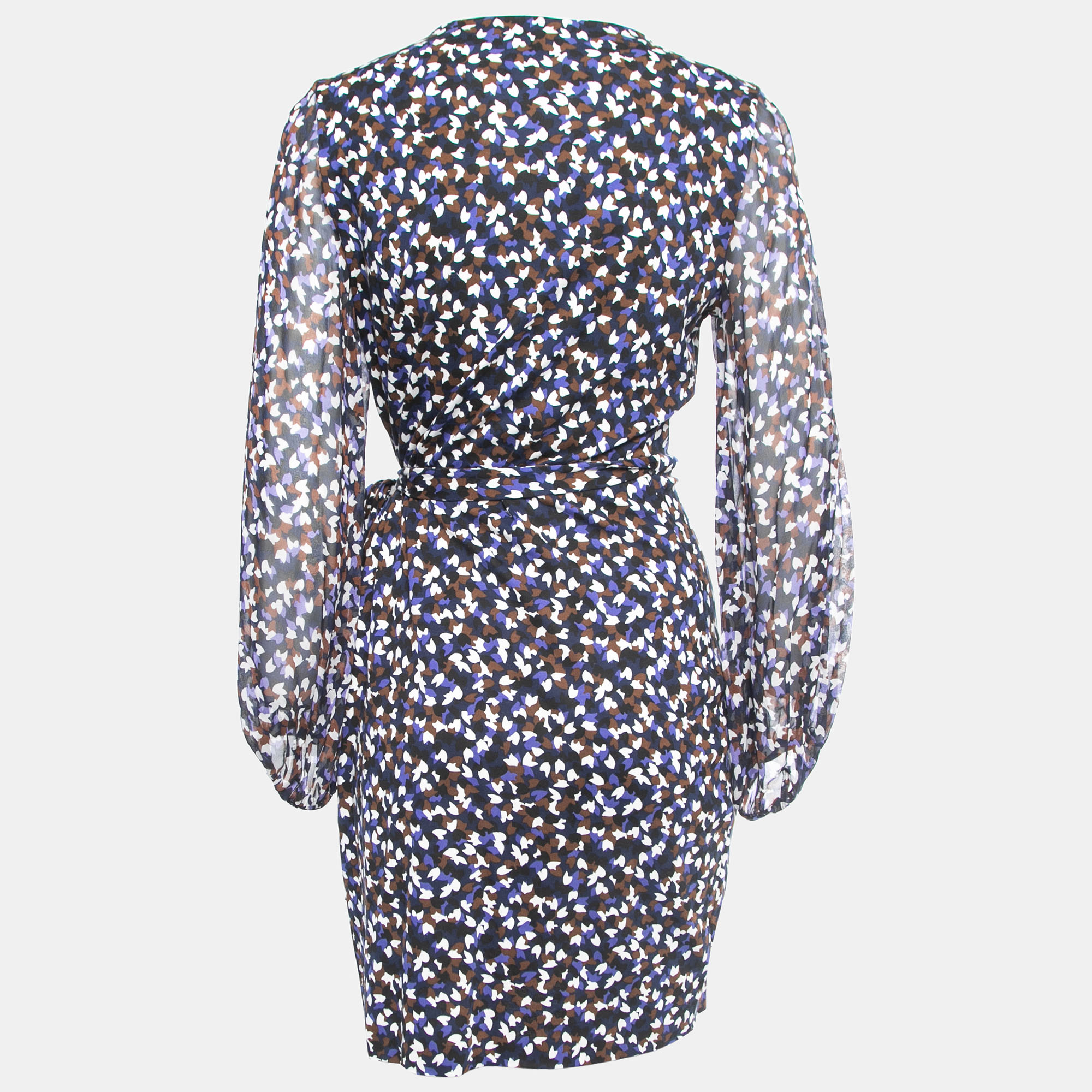 

Diane Von Furstenberg Navy Blue Printed Cotton & Silk Sigourney Wrap Dress
