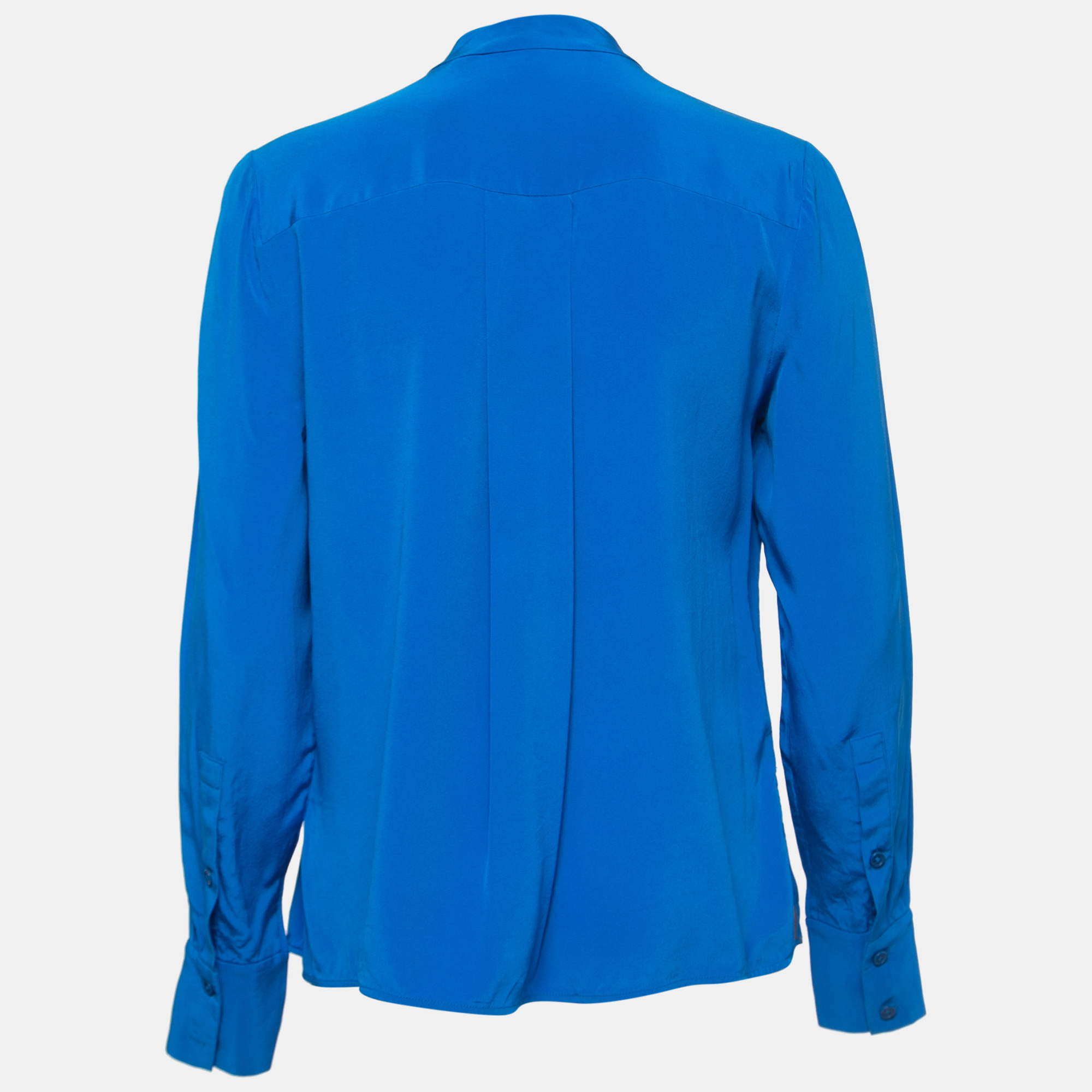 

Diane Von Furstenberg Blue Silk Roundneck Buttoned Blouse